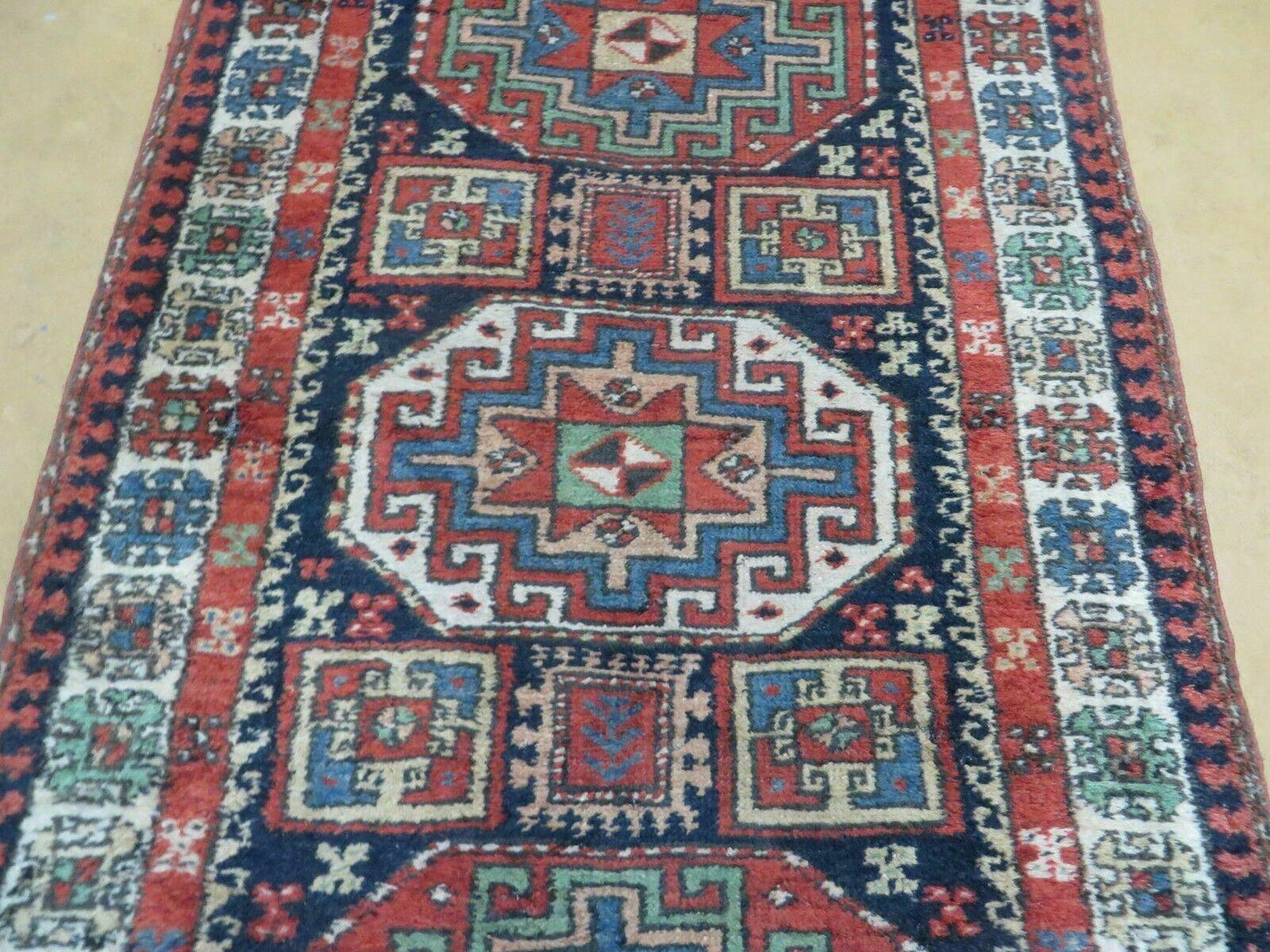 3 '4" X 10' Vintage Handmade Turkish Kazak Caucasian Wool Runner Rug Red Nice - Nuvé