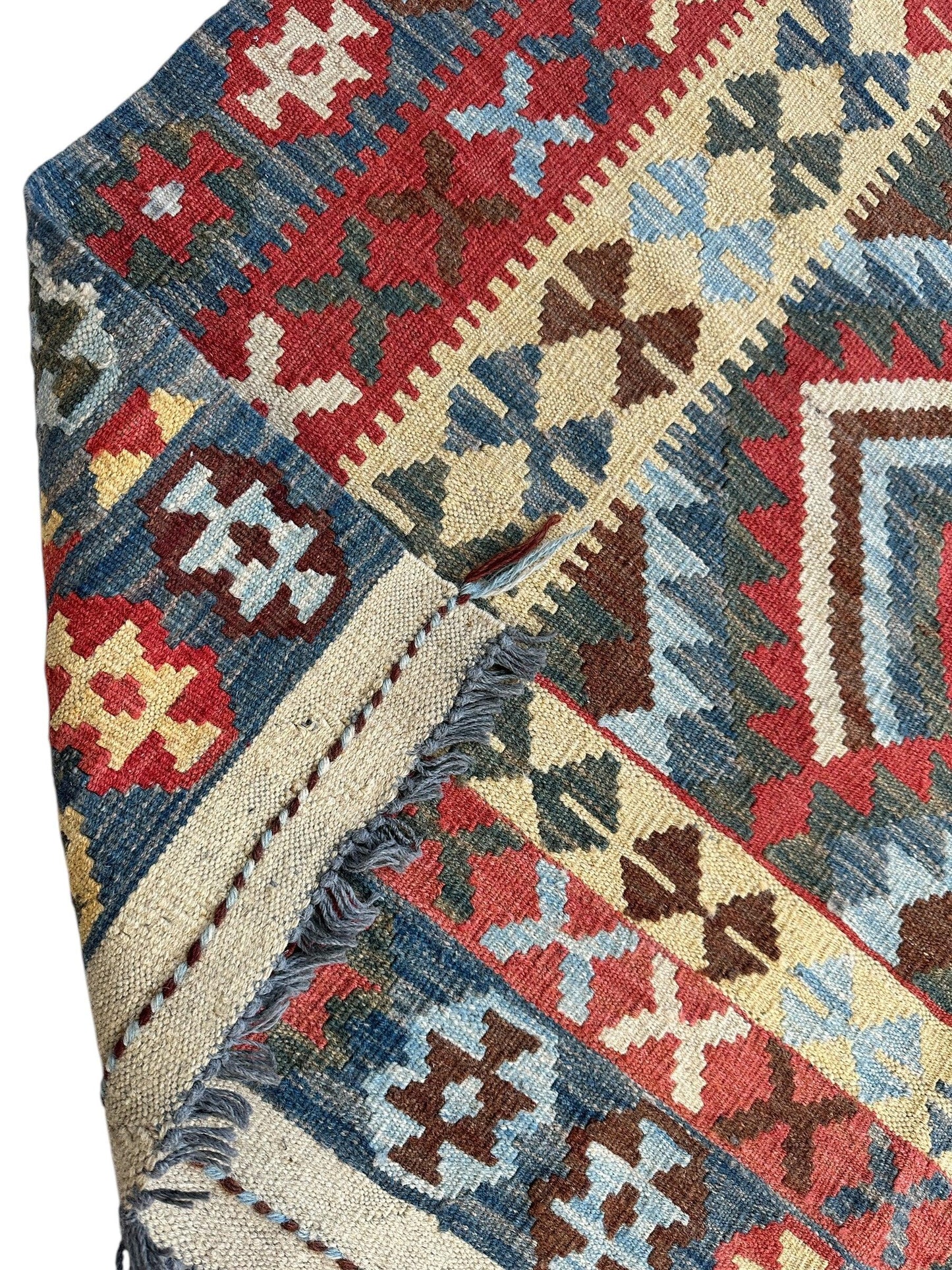 Afghani Maimana Kilim Wide Runner Rug 3’3” x 6’8” - Nuvé
