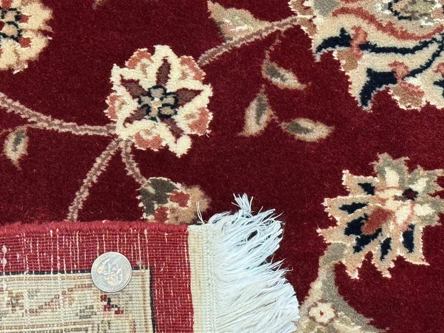 Maroon Persian Area Rug 8x10, Floral Allover, Pak Persian, Wool and Silk Highlights, Traditional Oriental Carpet - Nuvé