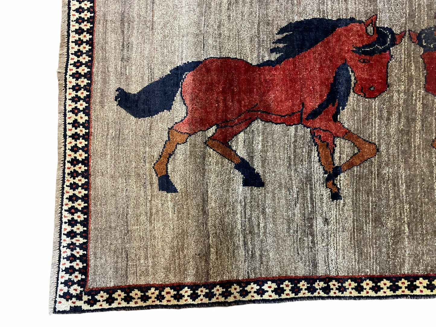 4 X 7 Handmade Hand-Knotted Quality Wool Rug Pictorial Horses Veggie Dyes Tribal - Nuvé