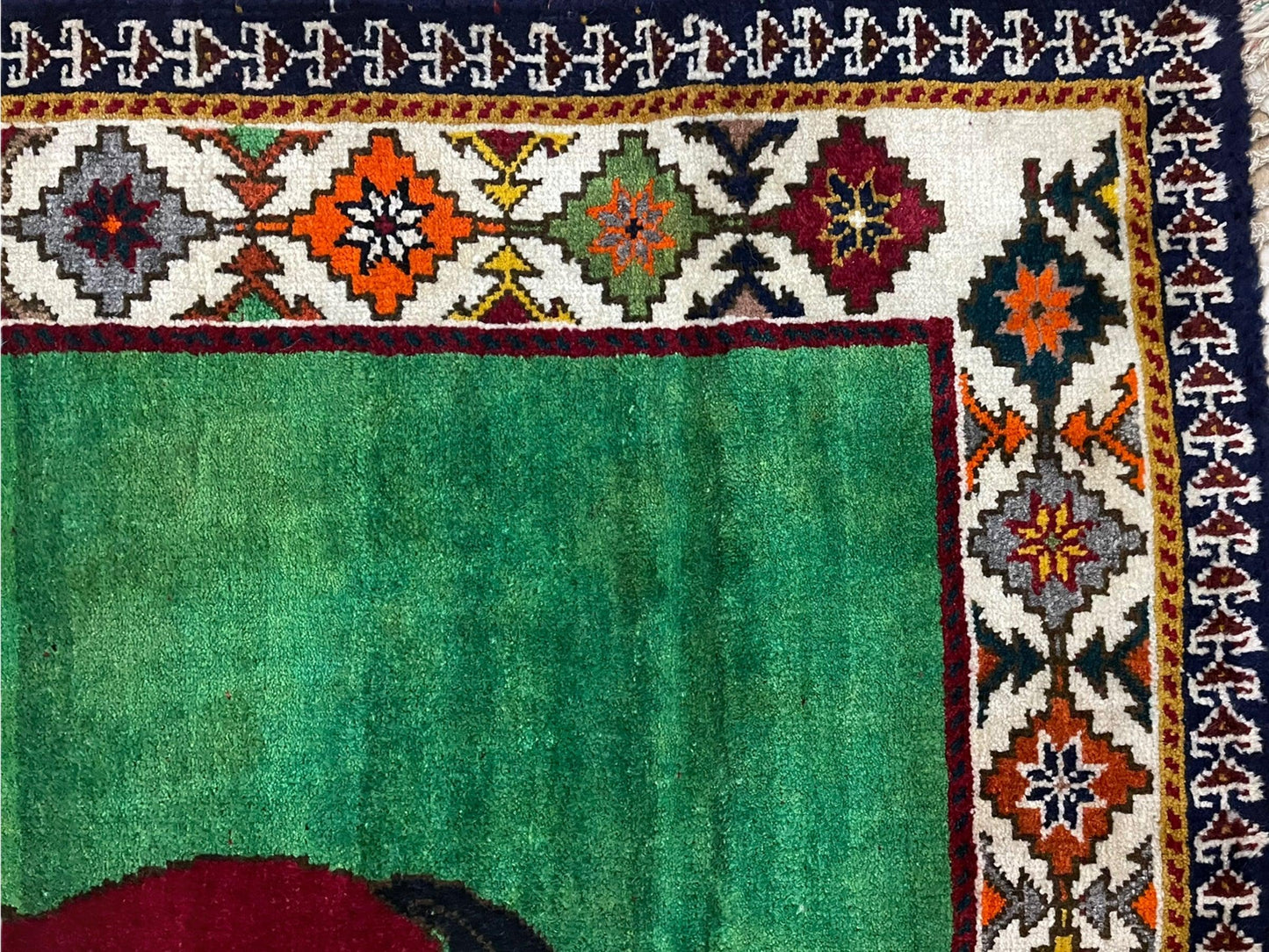 4 X 7 Handmade Rug Zagros Quality Wool Pictorial Horses Green Butterfly Colorful - Nuvé