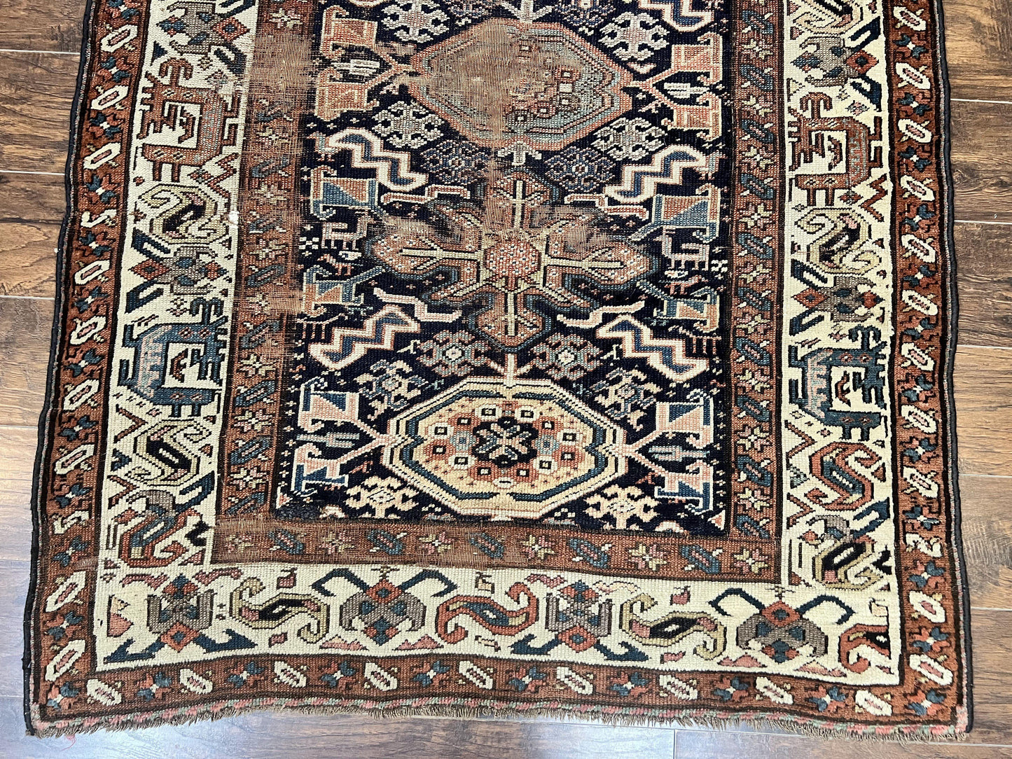 Antique Persian Tribal Runner Rug 4.6 x 9.8, Kurdish Runner, Rug for Hallway or Kitchen, 1920s Carpet, Wool Handmade Rug - Nuvé