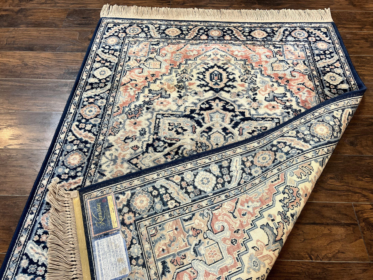 Karastan Blue Heriz Rug #748, Vintage Wool Karastan Carpet 4.3 x 6, Discontinued Original 700 Series Karastan Area Rug - Nuvé