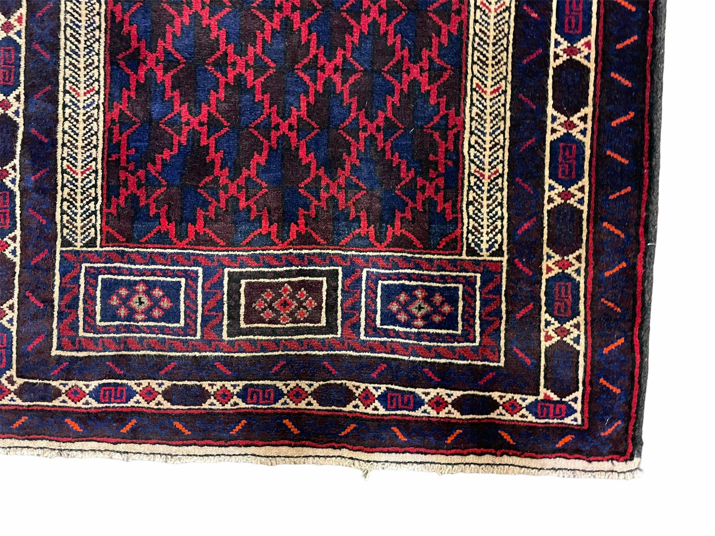 3x5 Vintage Handmade Tribal Wool Rug Balouchi Prayer Rug Afghan Rug Red Blue Wow - Nuvé