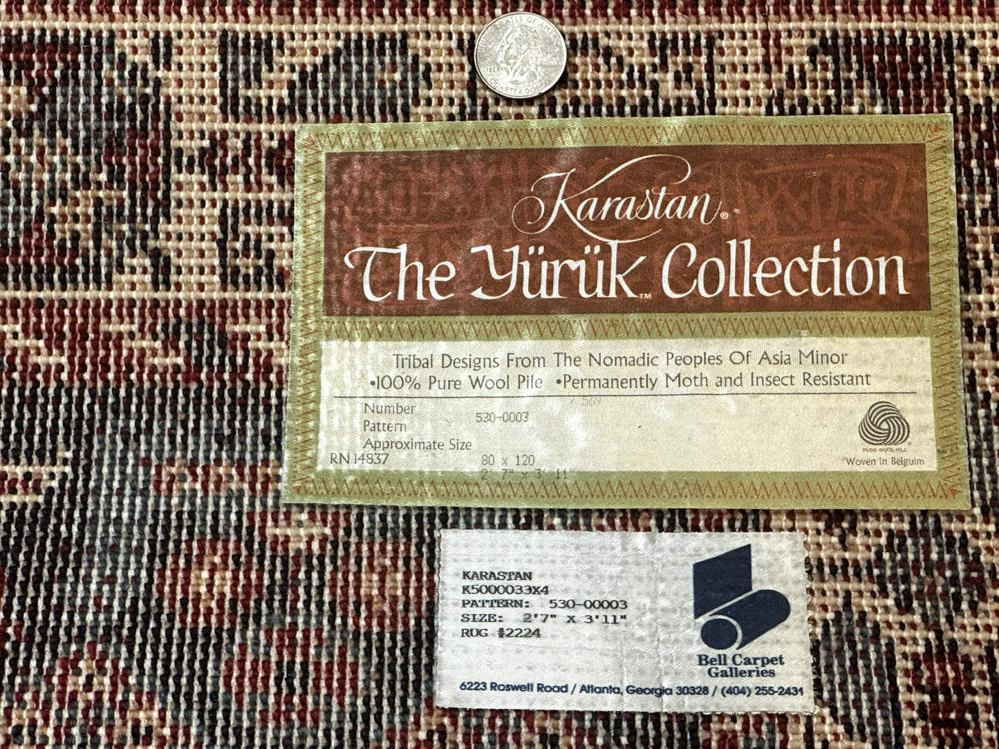 Small Karastan Rug 3x4, Yuruk Collection, Wool, Tribal, Geometric, Navy Blue - Nuvé