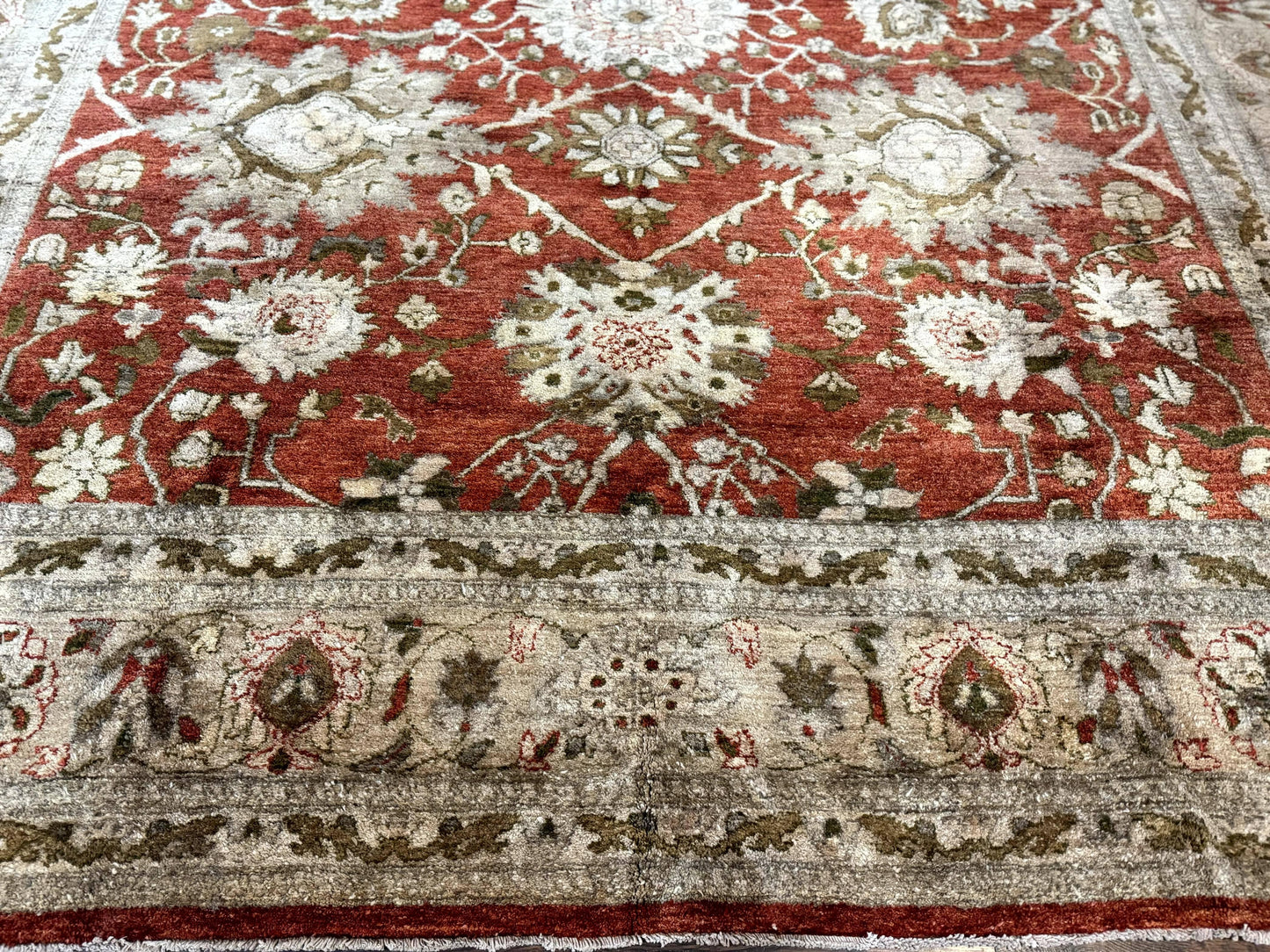 Pakistani Peshawar Rug 10x13, Burnt Orange, Large Handmade Wool Carpet - Nuvé