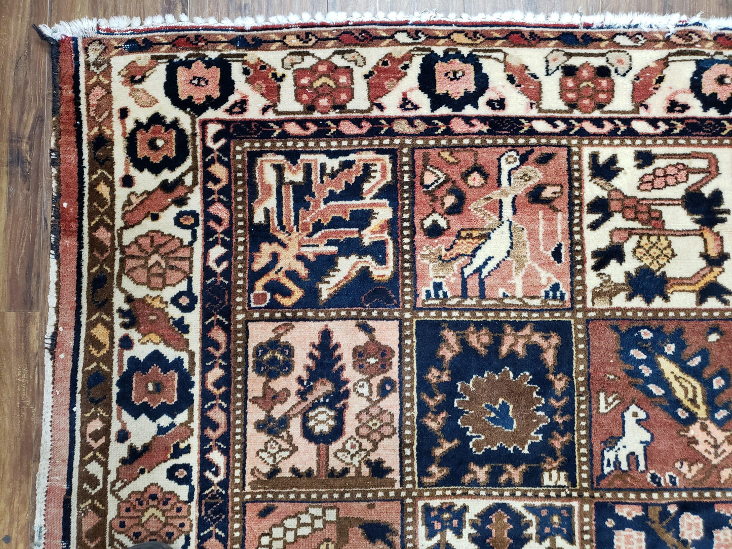 Antique Persian Bakhtiari Rug circa 1920s, Kheshti Panel Design, Wool, Hand-Knotted, 5'3" x 10' - Nuvé