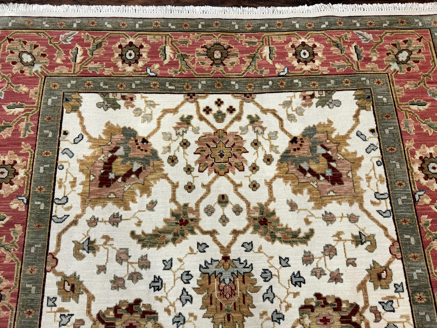 Flatweave Soumak Rug 6x9, Nourison Rug, Wool Handmade, Floral, Ivory - Nuvé
