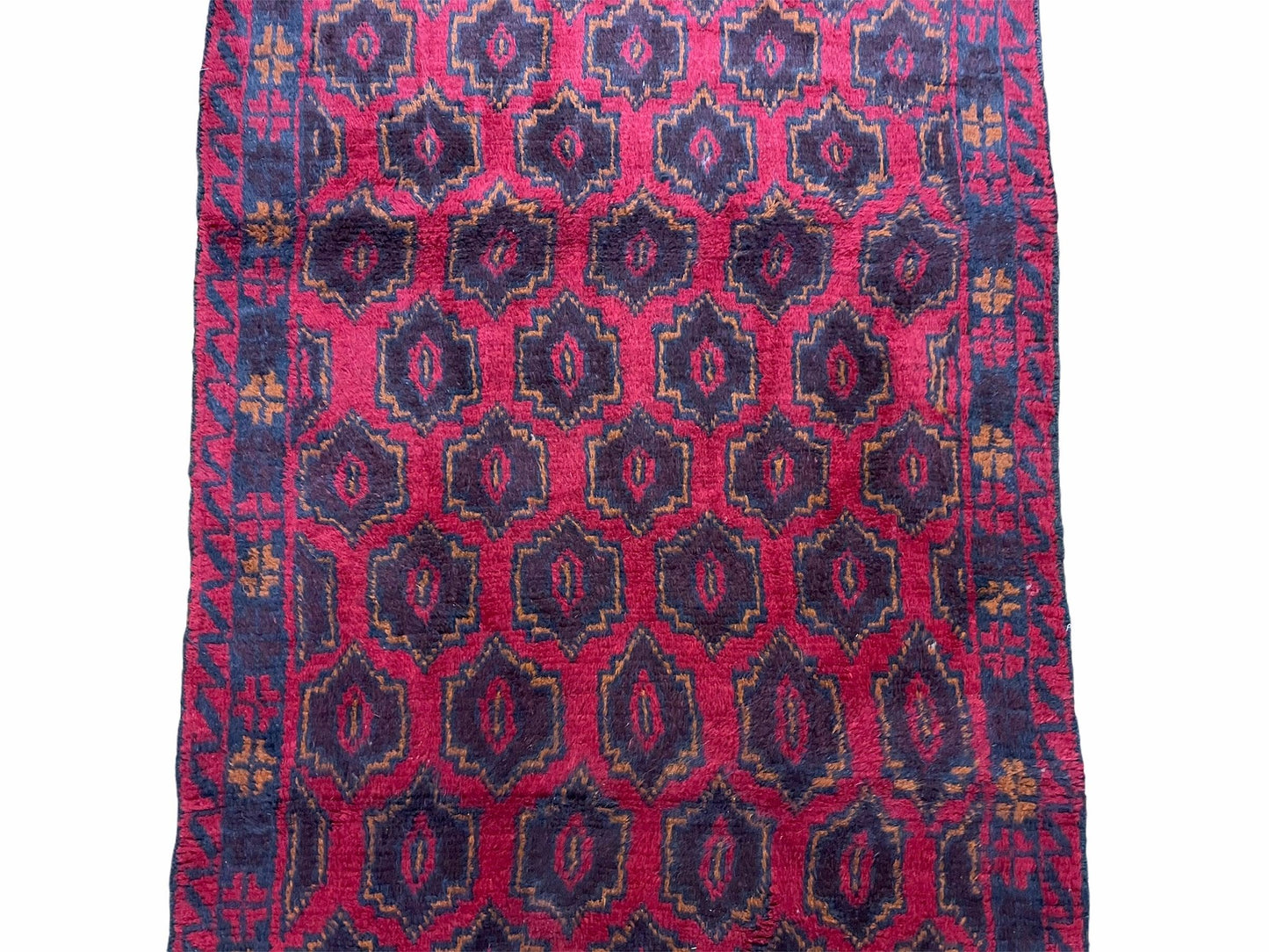 2' 10" X 4'7" Vintage Handmade Tribal Wool Rug Balouchi Rug Afghan Rug Red Blue - Nuvé