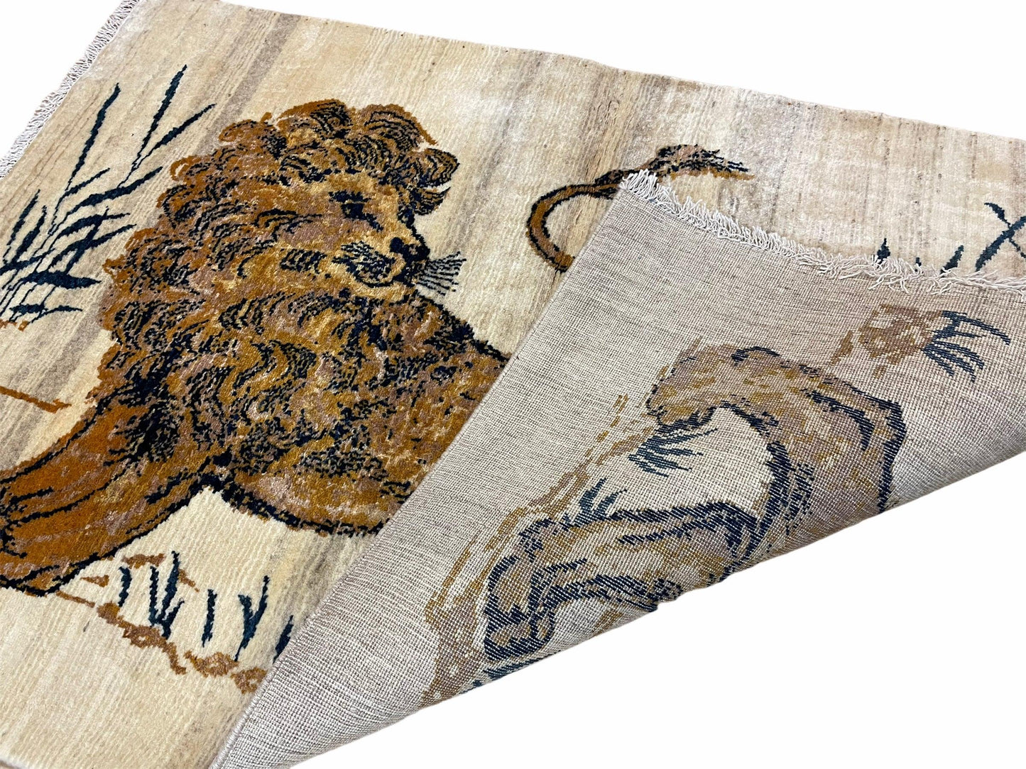 3.5 X 4 Handmade Hand-Knotted New Vintage Rug Quality Wool Lion Organic Dyes - Nuvé