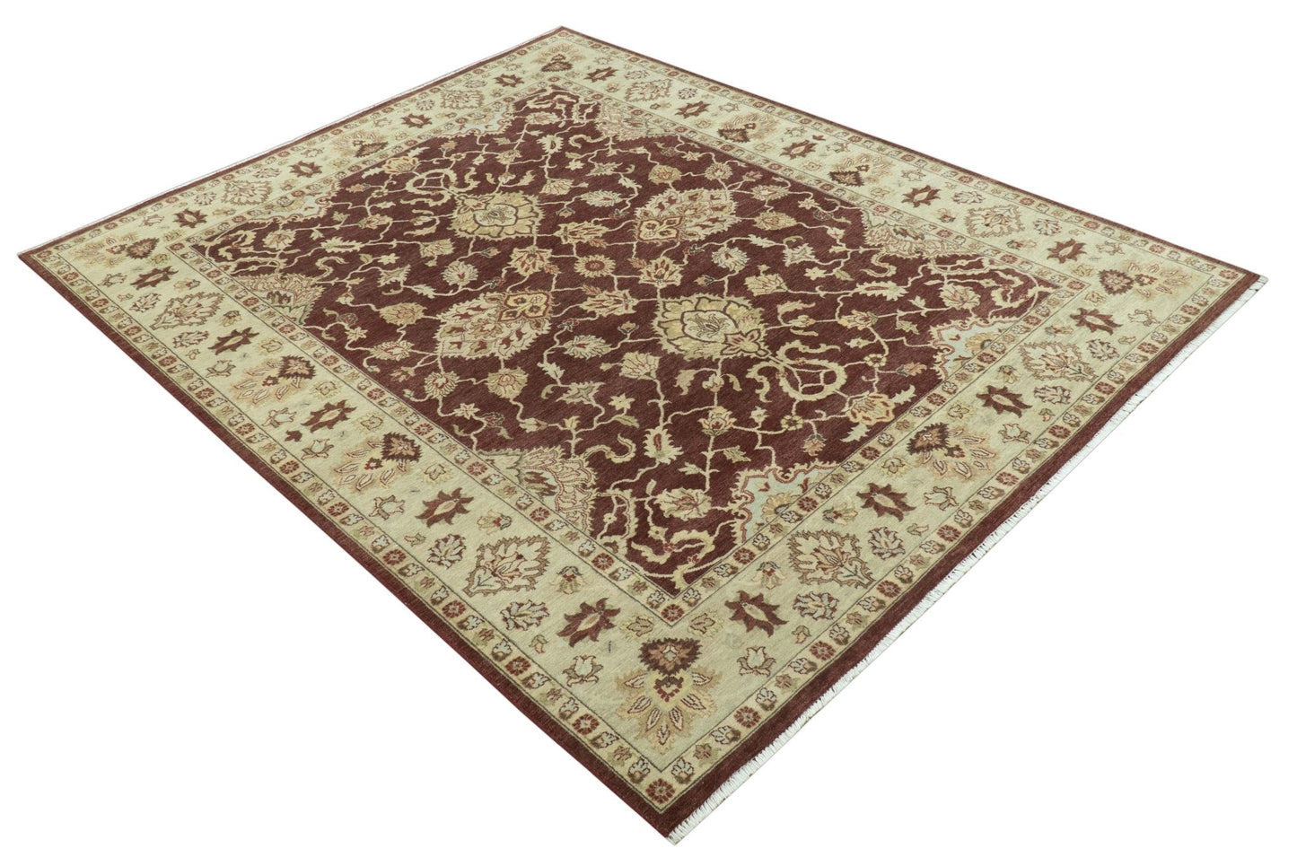 8X10 Fine Hand Knotted Rust And Gold Traditional Design Wool Rug - Nuvé