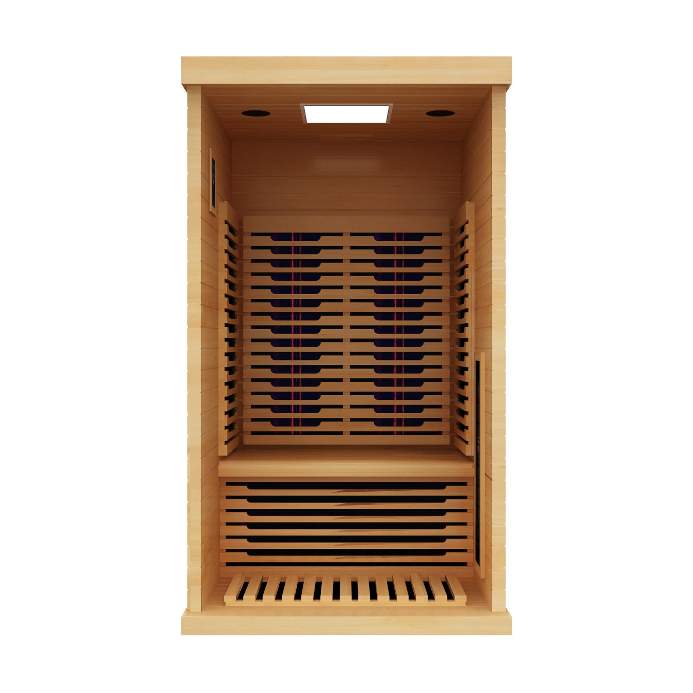 Peak Saunas Shasta 1-Person Full Spectrum Infrared Sauna with XL Medical-Grade Red Light Therapy & Smart WiFi App Control - Nuvé