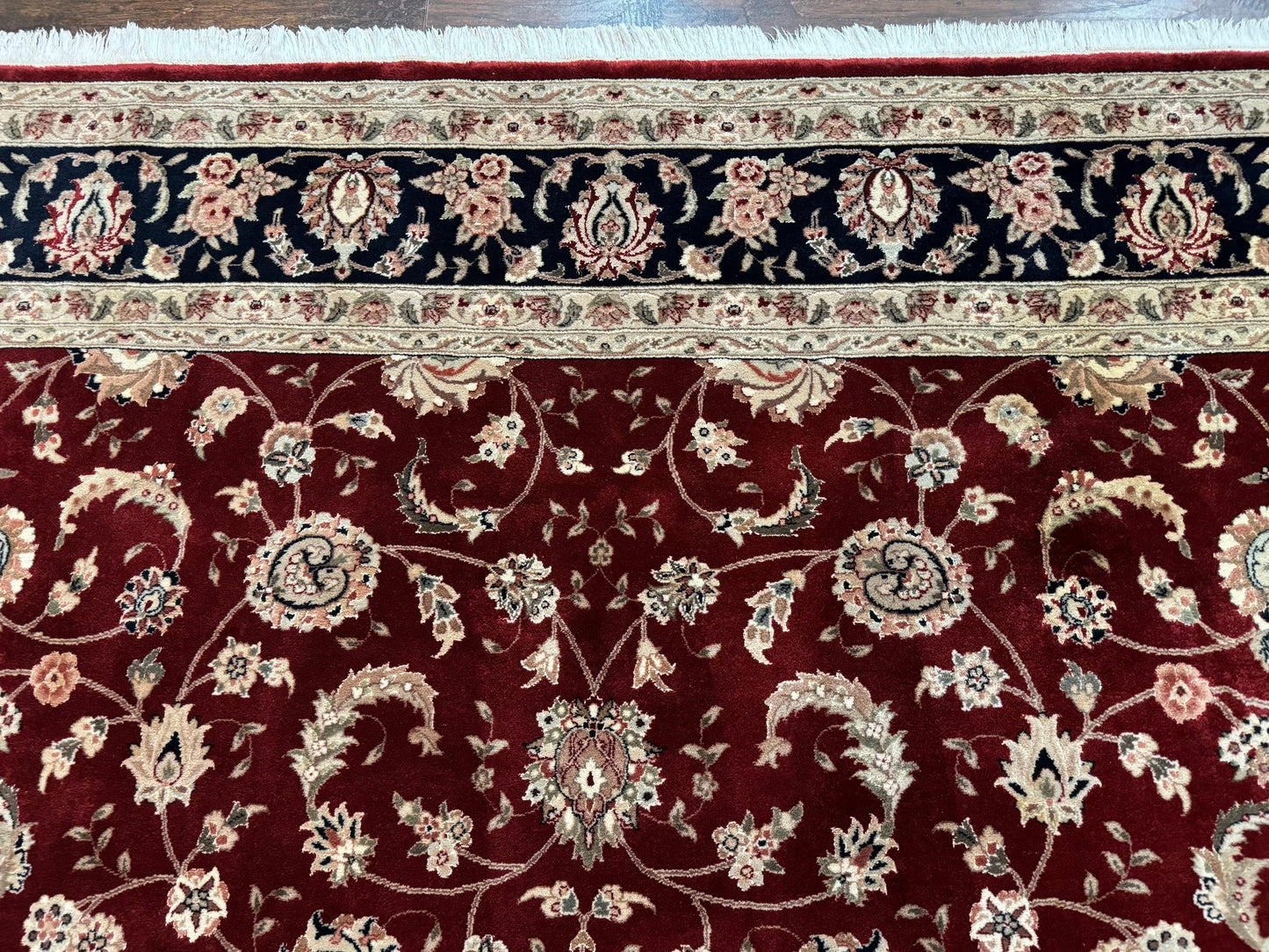 Maroon Persian Area Rug 8x10, Floral Allover, Pak Persian, Wool and Silk Highlights, Traditional Oriental Carpet - Nuvé