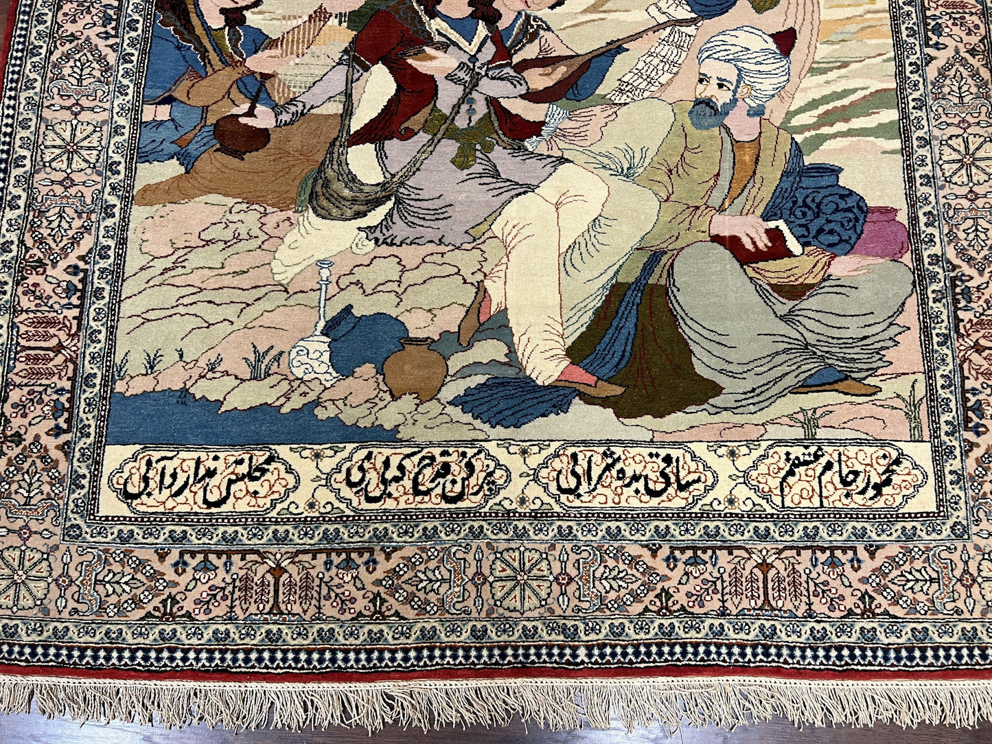 Vintage Persian Qum Pictorial Rug 5x7 - Wool & Silk - Nuvé