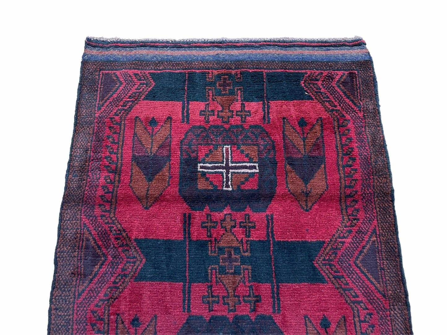 2' 10" X 4'6" Vintage Handmade Tribal Wool Rug Balouchi Rug Afghan Rug Red Black - Nuvé