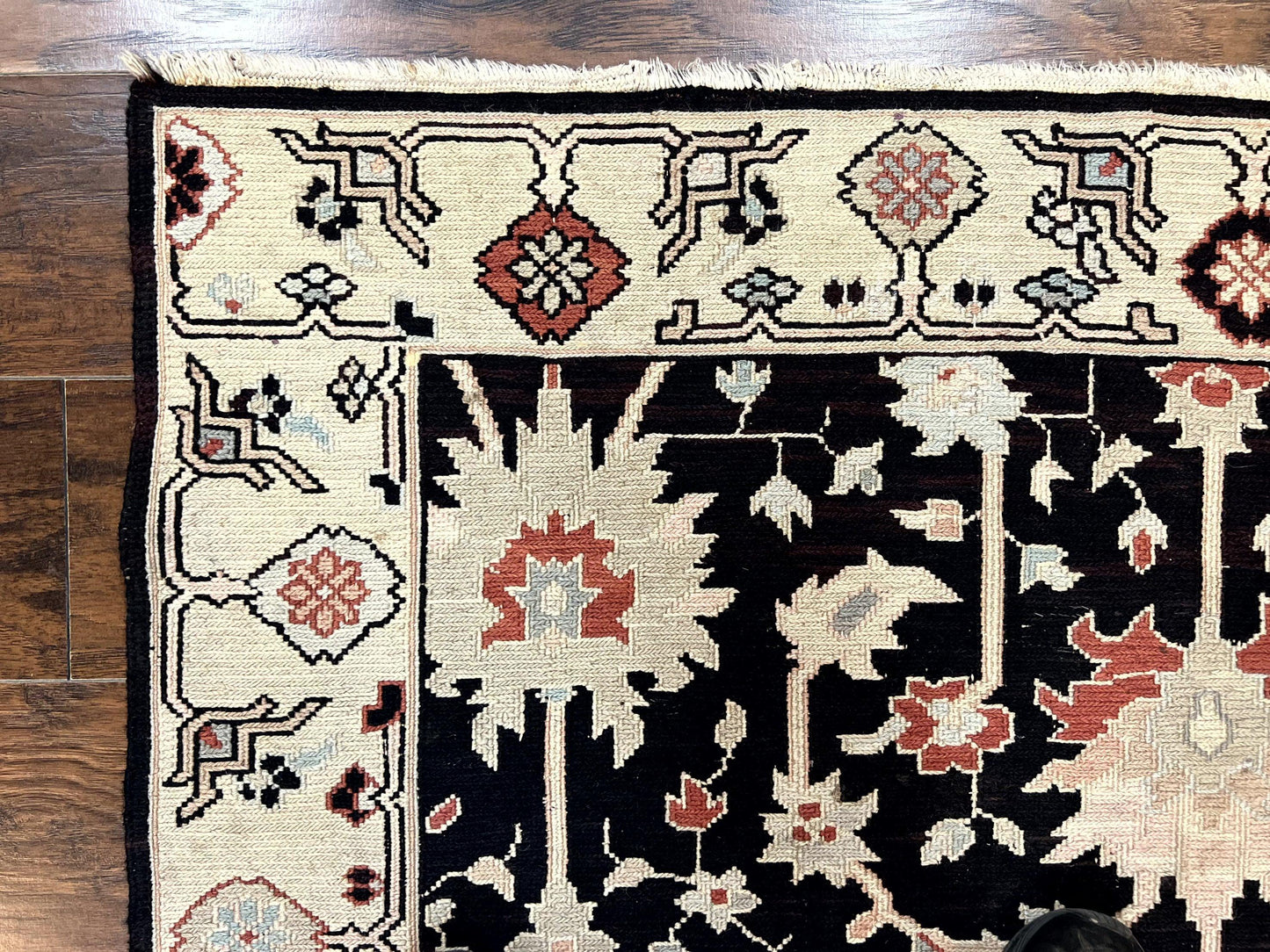 Turkish Flatweave Kilim Rug 3x5, Black, Handmade Vintage Wool Carpet - Nuvé