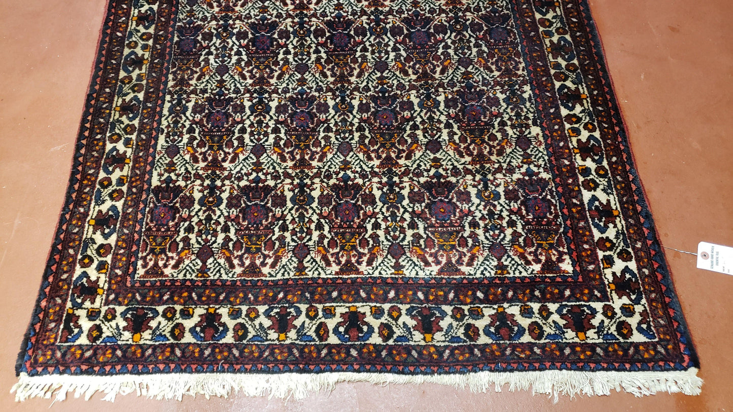3.6 x 5 Hand-Knotted Vase Rug Floral Turkish Tribal Village Weaving Zagros Vintage Carpet Home Office Wool Area Rug 3x5 Persian Rug 4x5 - Nuvé