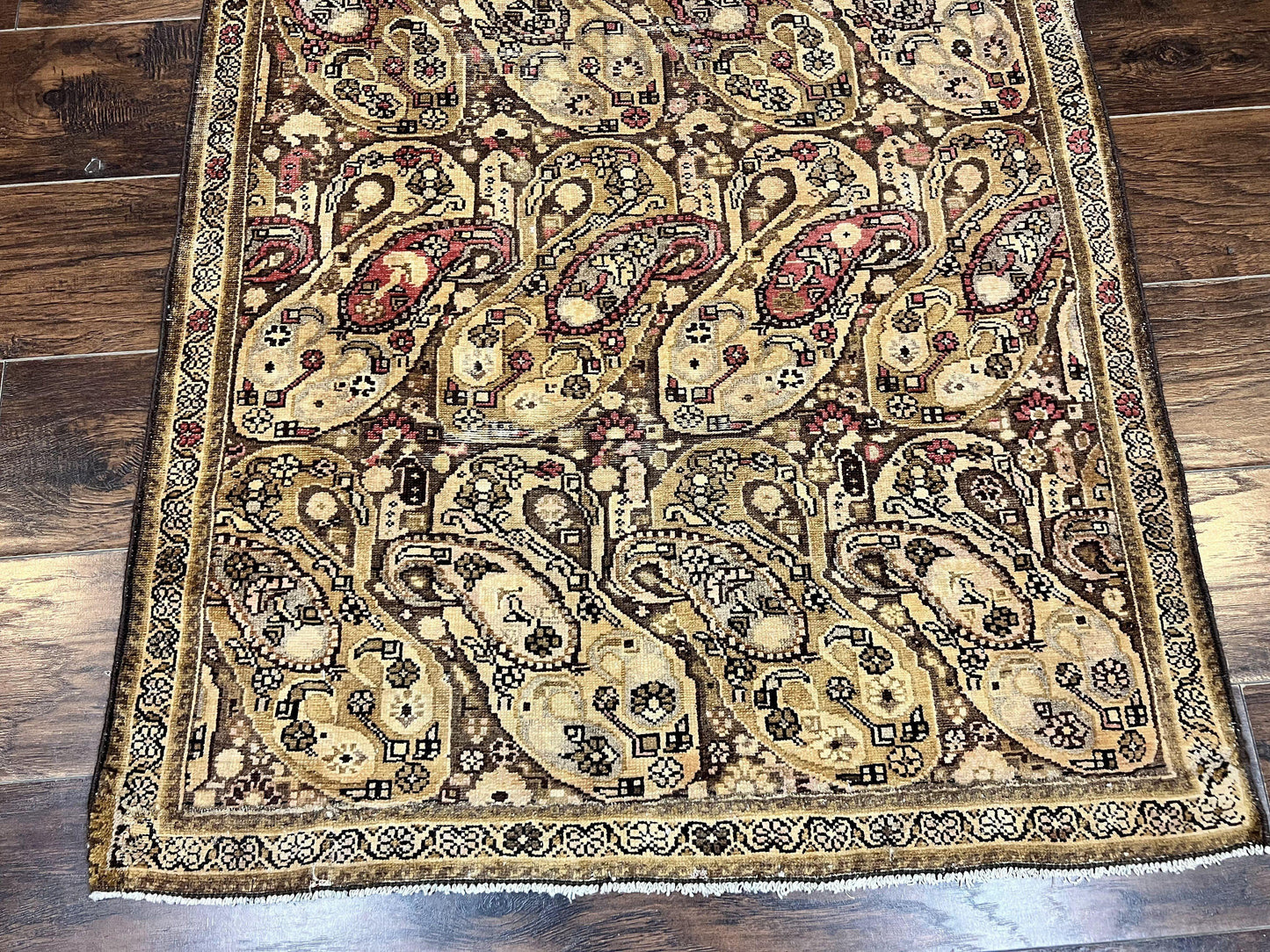 Antique Persian Malayer Runner Rug 3x16, Repeated Boteh Paisley Design, Rare Rug, 1920s Antique Oriental Carpet, Wool Handmade Hand Knotted 3 x 16 ft Rug - Nuvé