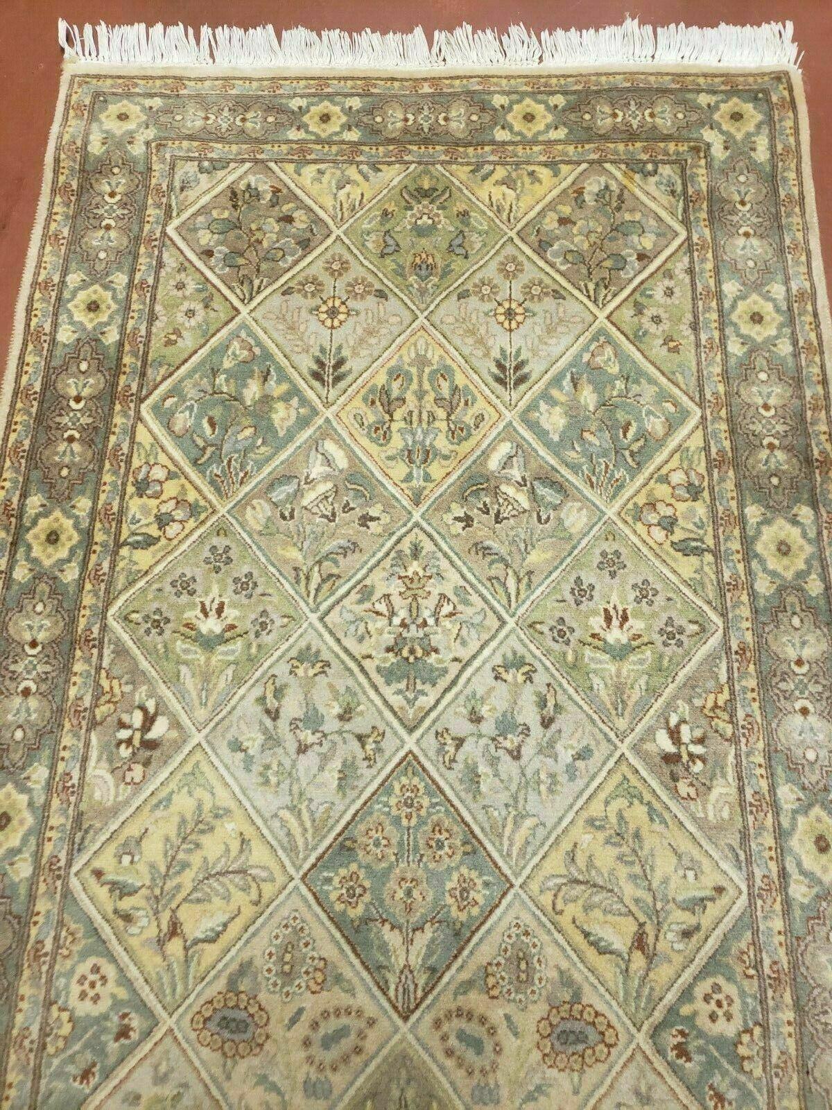 2' 7" X 9' Vintage Handmade India Floral Oriental Wool Runner Rug Hand Knotted - Nuvé