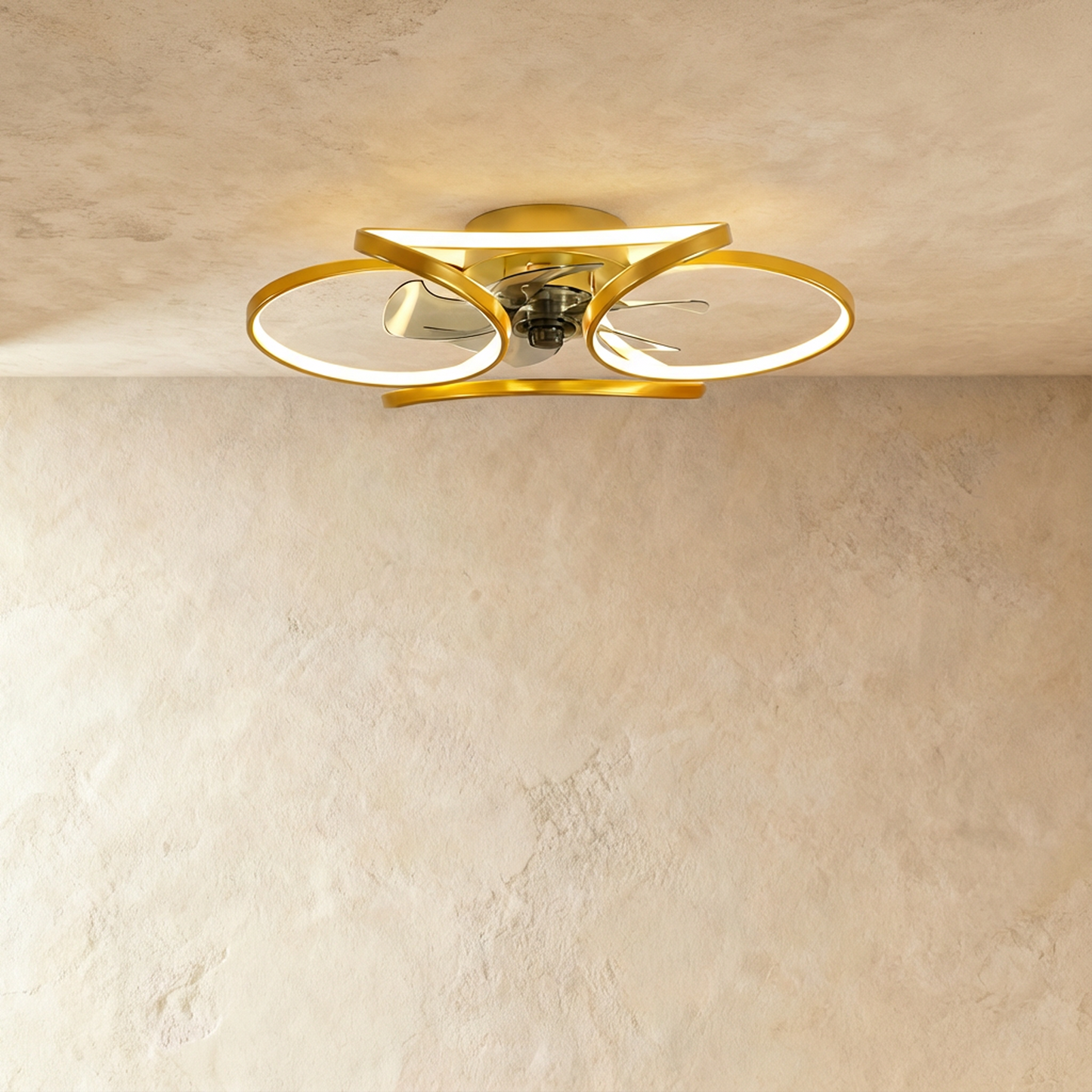 Residence Supply Mirwaha ceiling light and fan fixture with modern design, featuring a sleek white finish and integrated lighting.