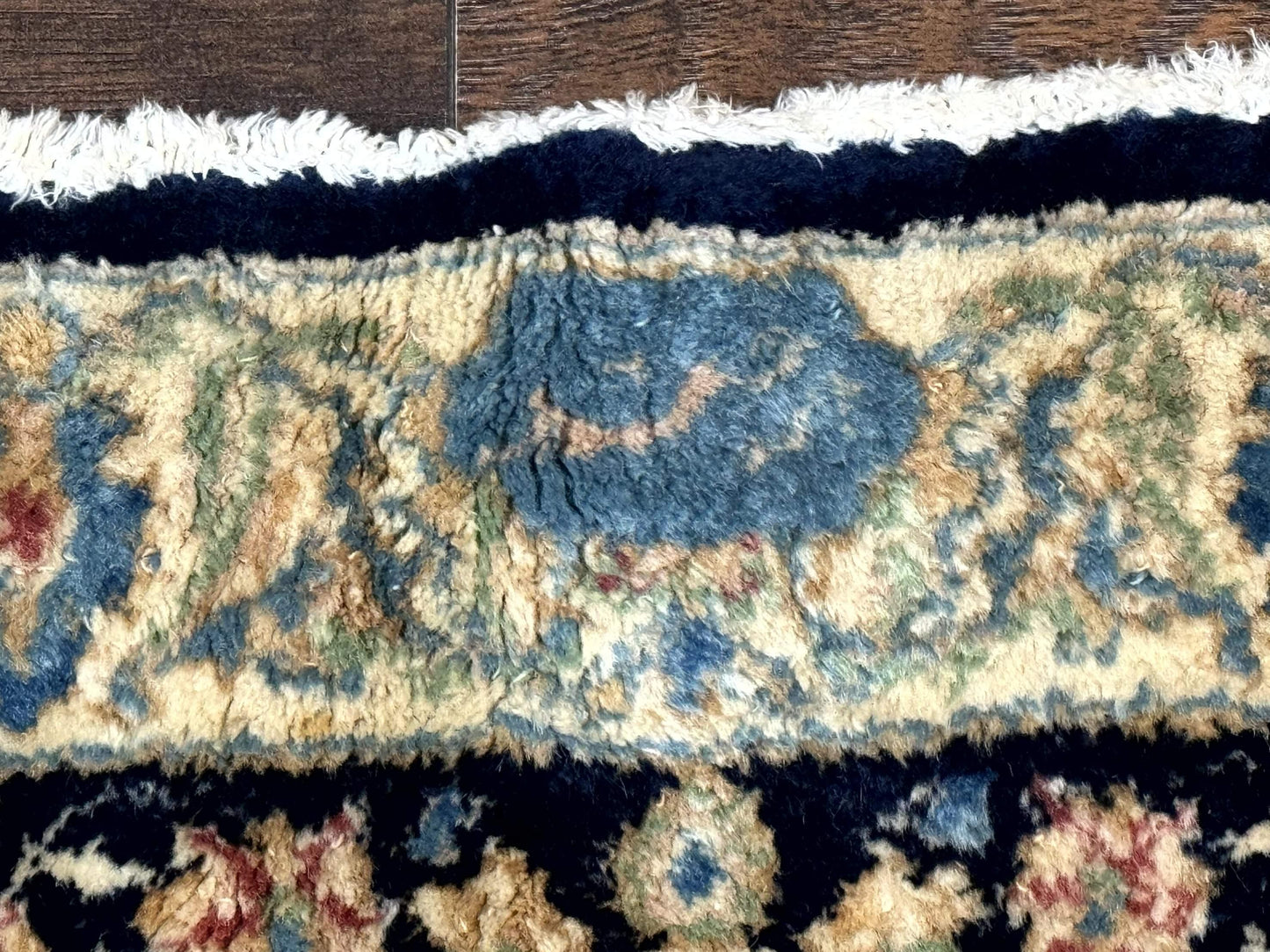 Large Persian Kerman Rug 10x14, Navy Blue and Beige, Floral Medallion, Traditional Elegant Persian Carpet, Signed by Masterweaver - Nuvé