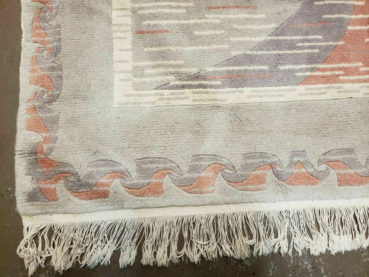 3' X 5' Handmade Modern Chinese Accent Rug - Silk on Cotton Carpet - Abstract Contemporary Design - Beige and Orange - Nuvé