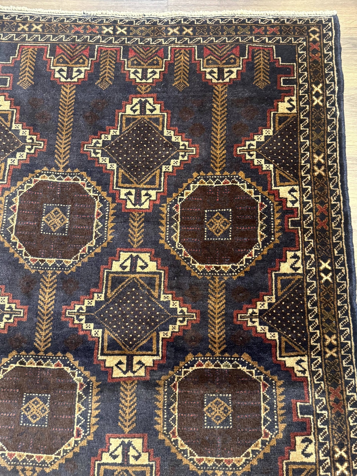 Navy Blue Afghan Balouch Rug 4x6, Handmade, New - Nuvé
