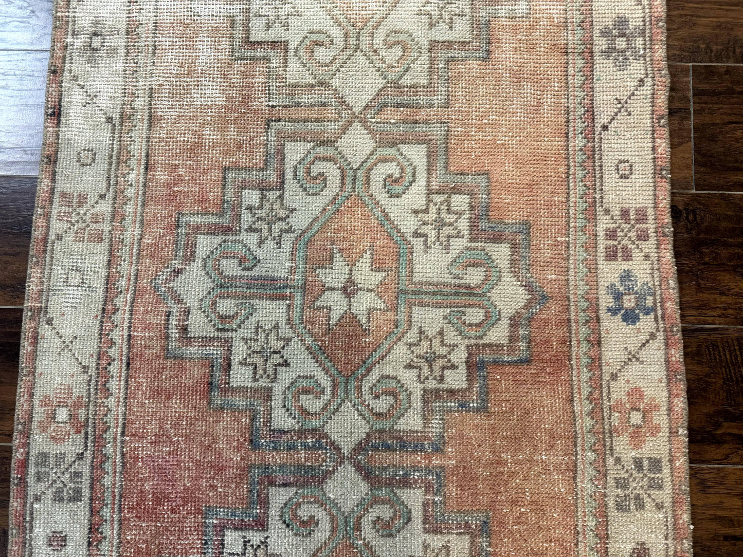 Antique Turkish Runner Rug 3 x 9.6, Farmhouse Rug, Geometric Runner, Handmade, Vintage Rug for Modern Home - Nuvé