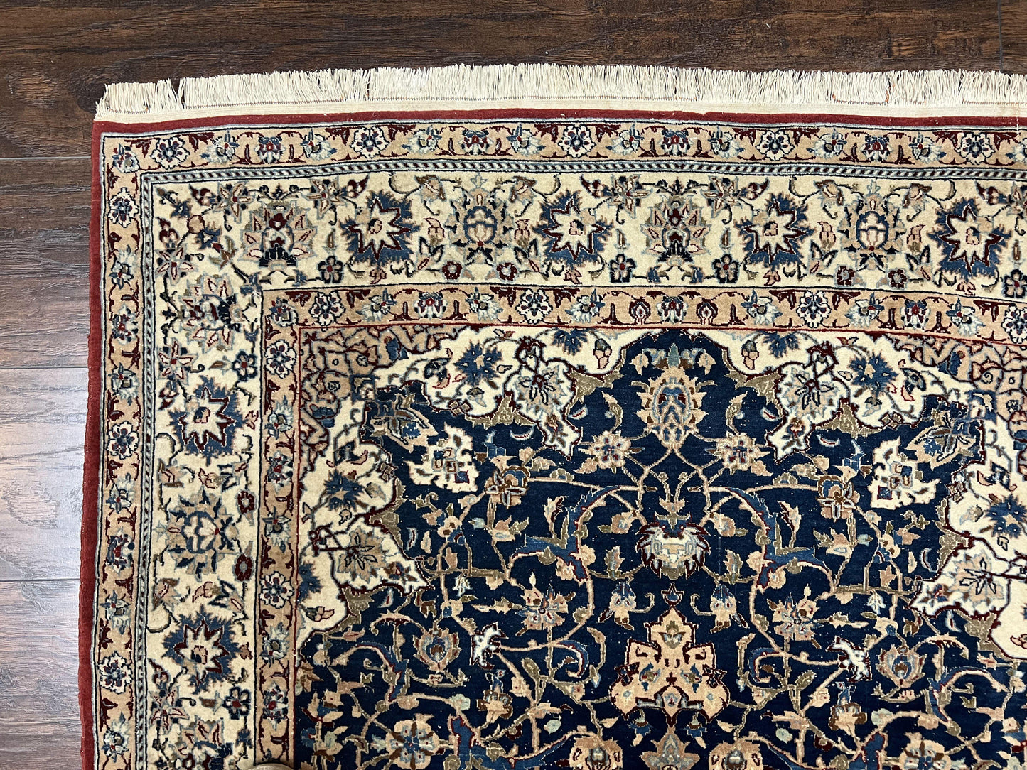 Super Fine Persian Nain Rug 3.6 x 5.4, Navy Blue and Ivory, 700 KPSI - Nuvé