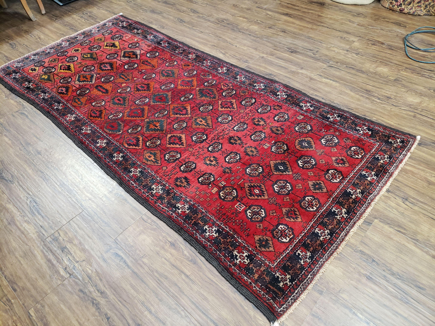 4 x 8 Handmade Baluch Afghan Turkoman Tribal Wool Rug Organic Dyes 8x4 Carpet - Nuvé