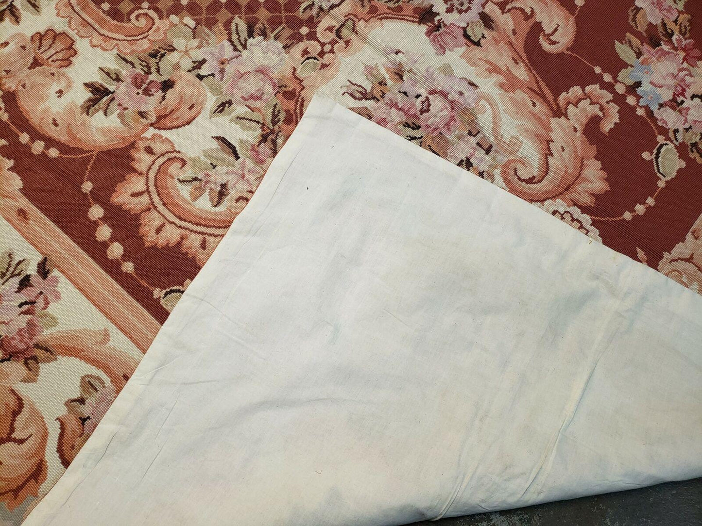 6' X 9' Vintage Handmade Chinese Needlepoint Wool Rug Flat Weave - Nuvé