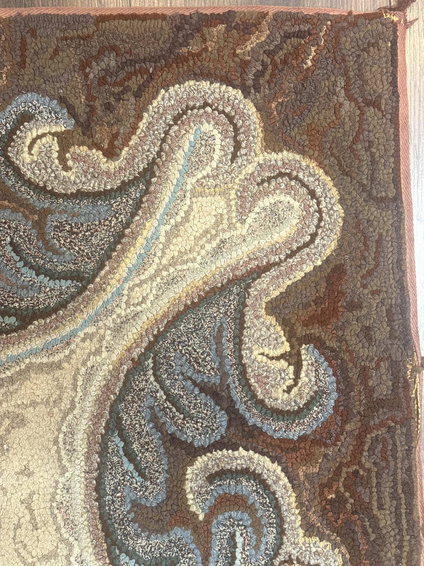 Antique American Hooked Rug 3 x 4.6, Vintage, Floral - Nuvé