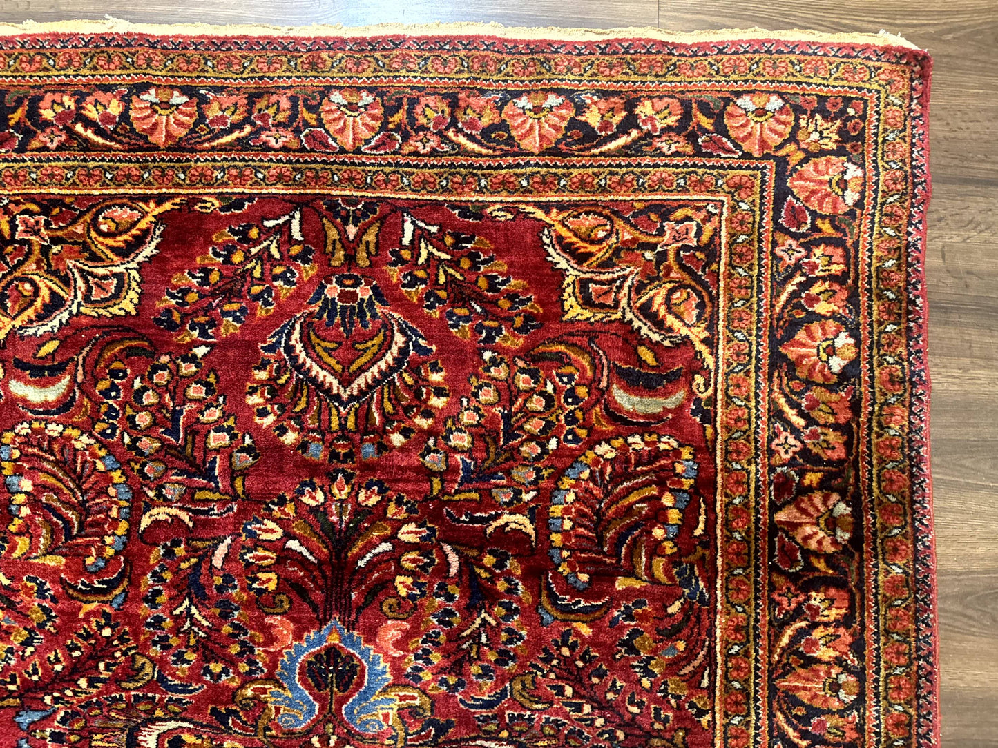 Persian Lilihan Rug 5x6, Red, Floral, Antique Persian Carpet - Nuvé