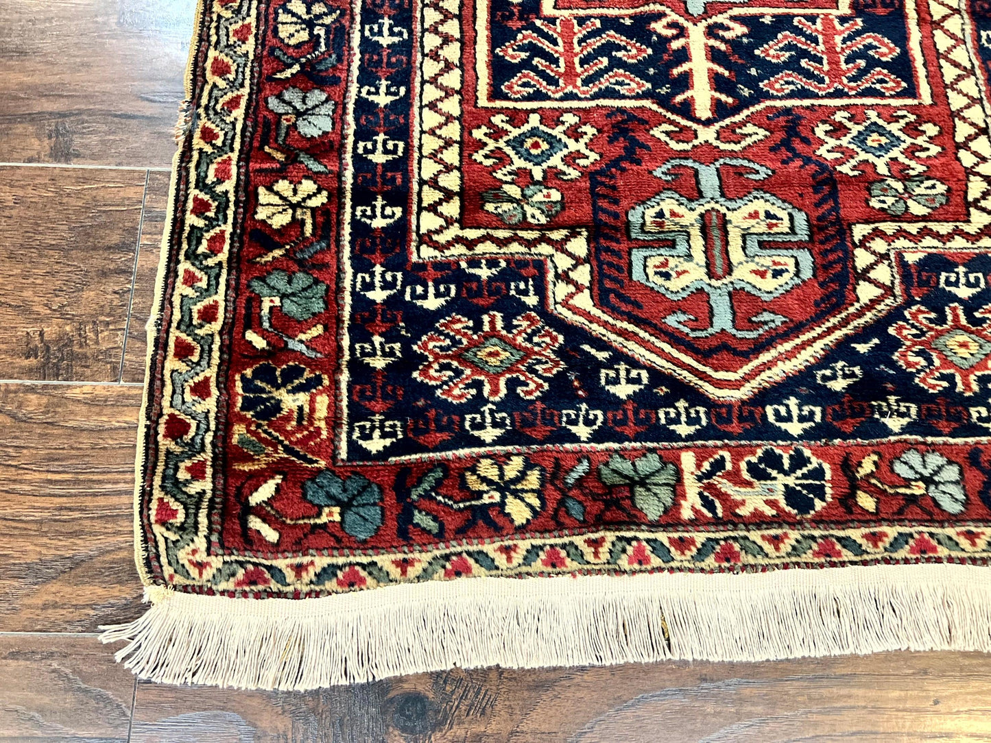 Antique Turkish Sparta Rug 3x4, Geometric Caucasian Pattern, Vintage Handmade Tribal Wool Carpet - Nuvé