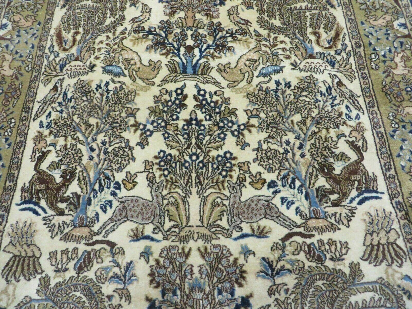 4' X 6 Handmade India Oriental Fine Pictorial Tree Of Life Wool Silk Rug Wow - Nuvé