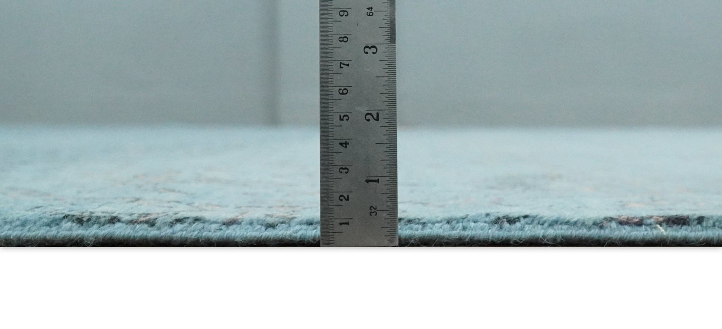 9x12 Fine Hand Knotted Blue and Brown Traditional Vintage Persian Wool and Silk Area Rug | AGR32 - Nuvé