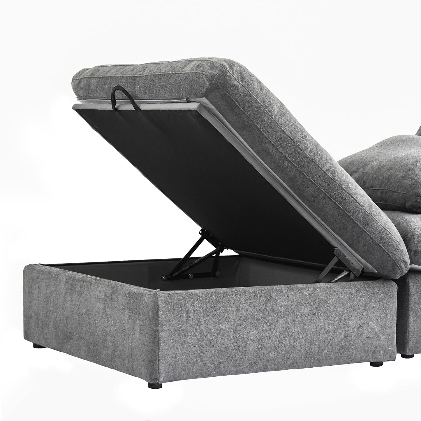 Nuvé® Solace Modular Bouclé Cloud Sofa - Space Grey - 2-Seater Sectional Sofa with Ottoman - Nuvé