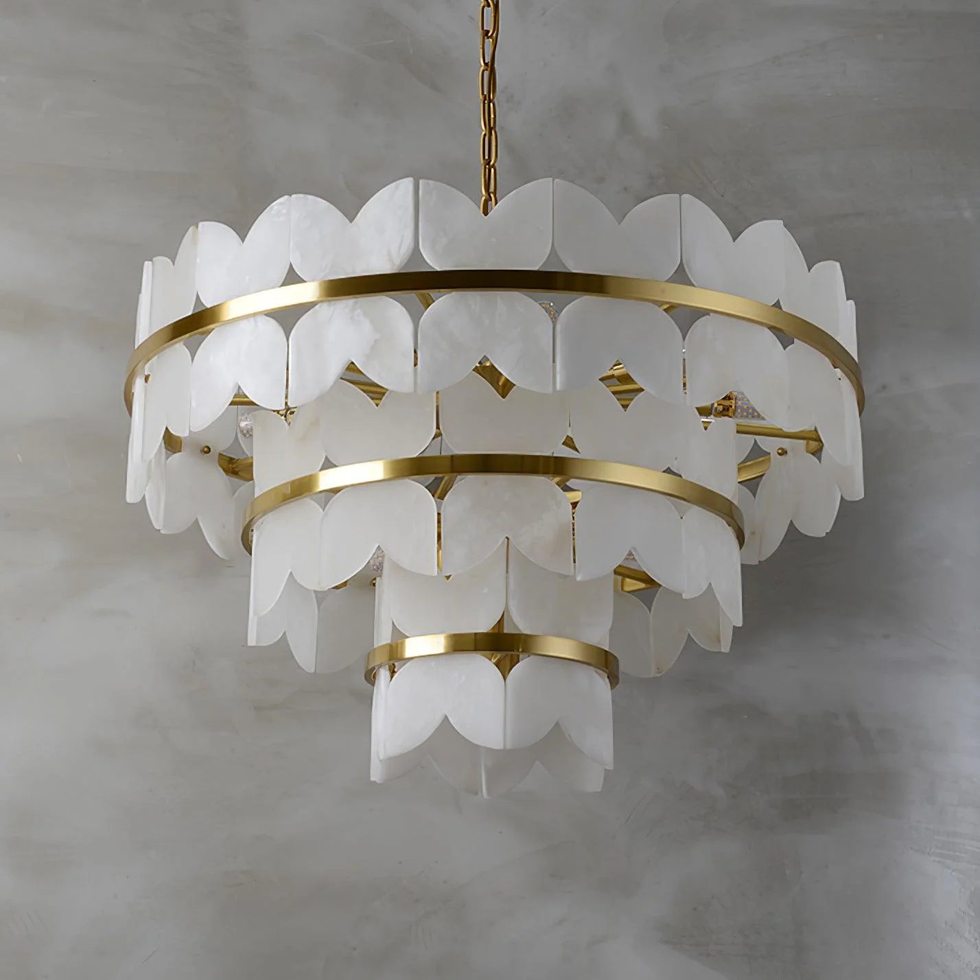 Alabaster Cloudscape Brass Chandelier - Nuvé