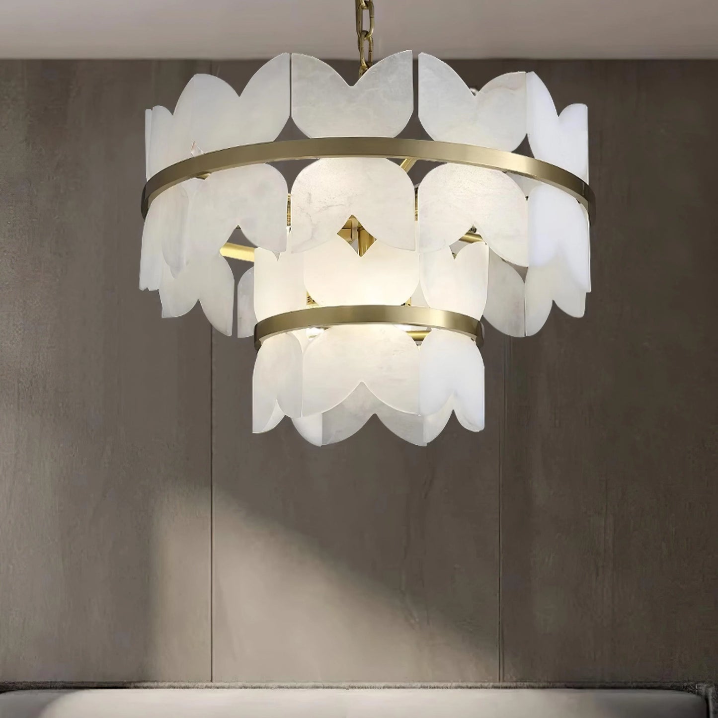 Alabaster Cloudscape Brass Chandelier - Nuvé