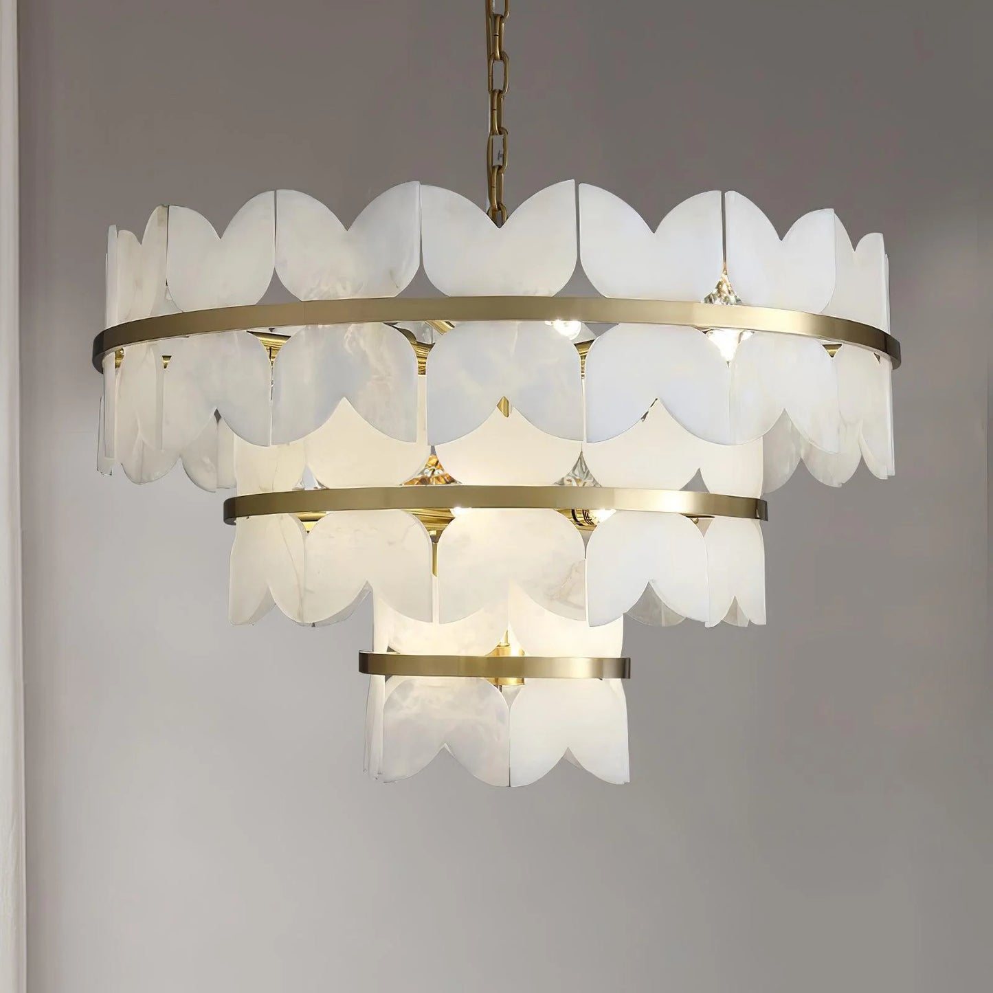 Alabaster Cloudscape Brass Chandelier - Nuvé