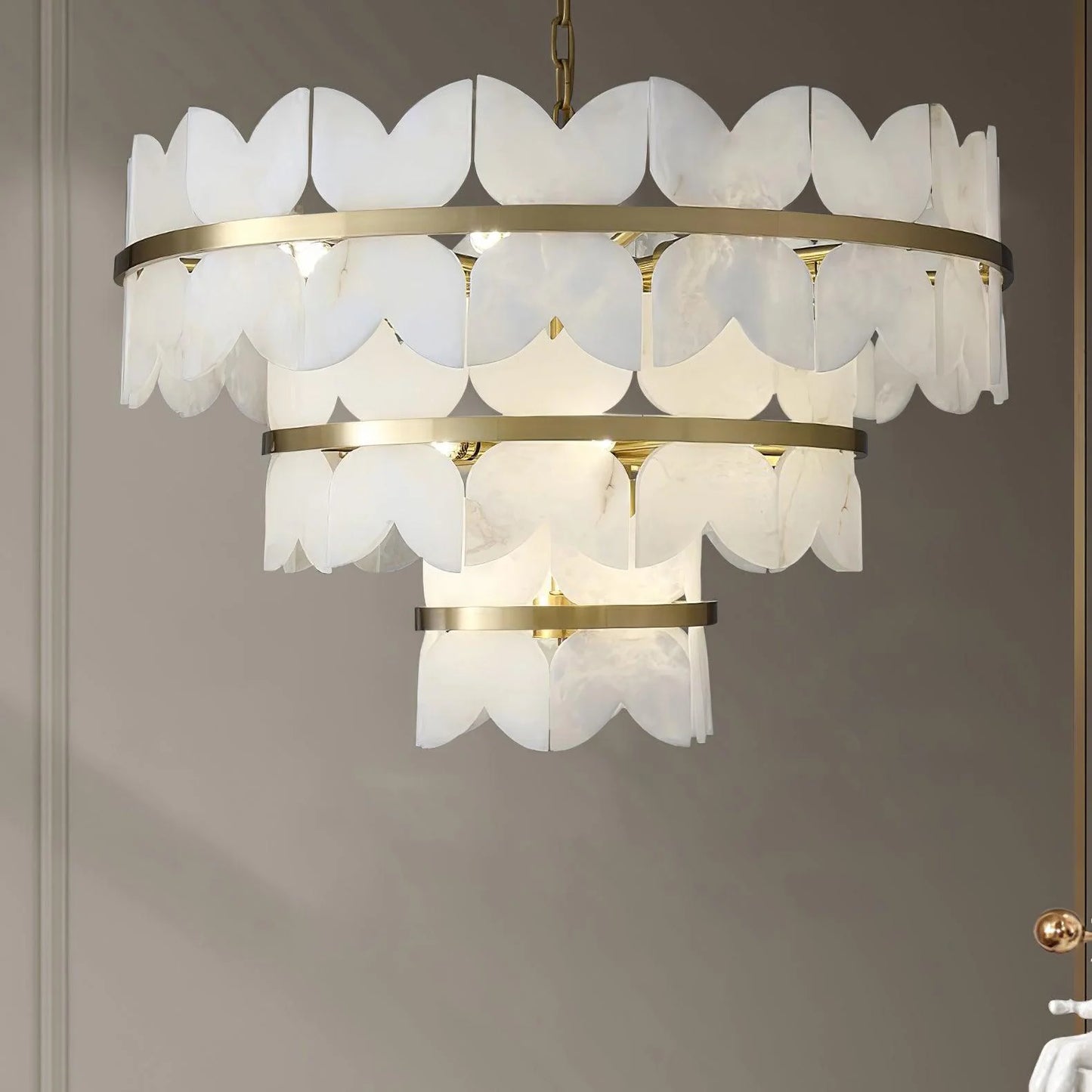 Alabaster Cloudscape Brass Chandelier - Nuvé