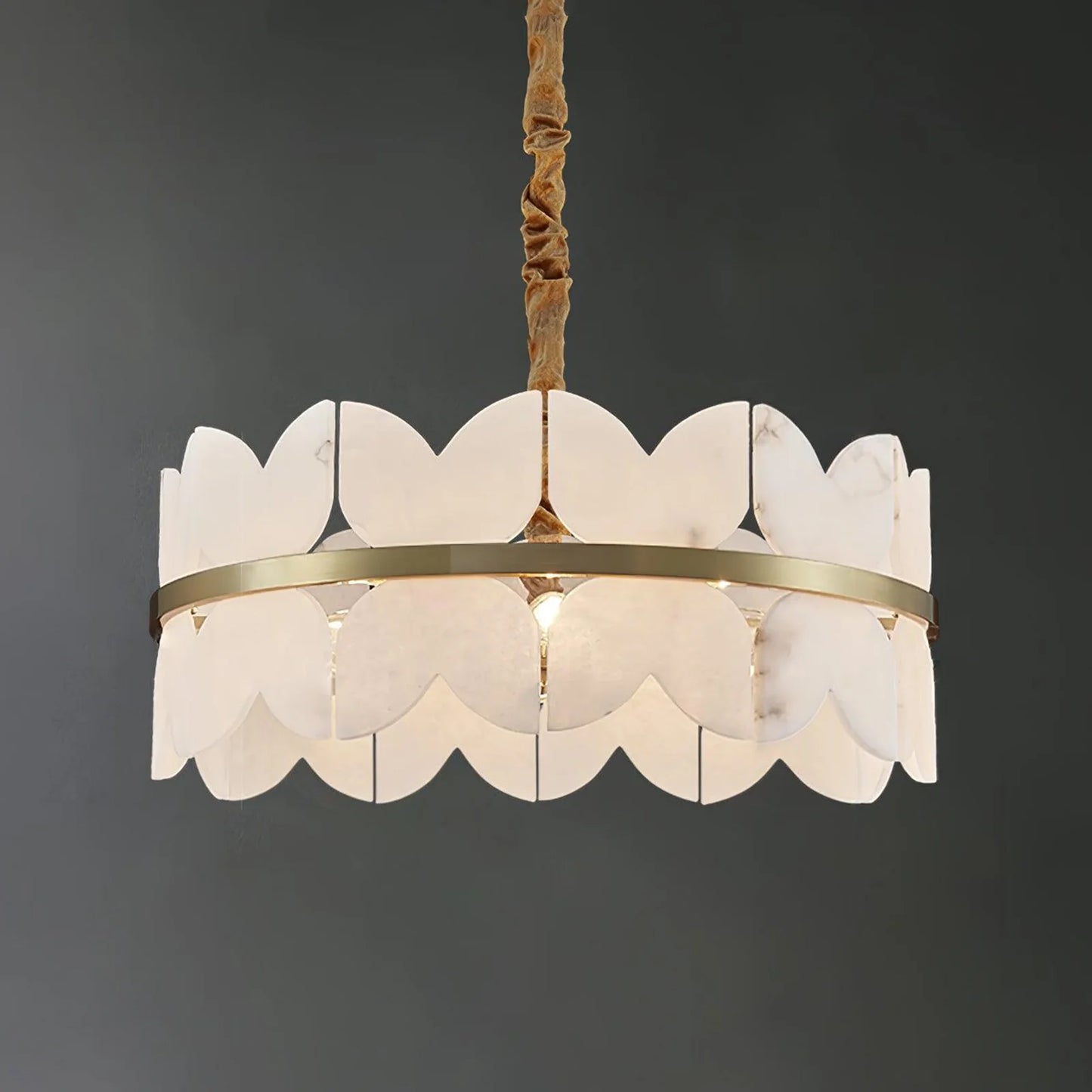 Alabaster Cloudscape Brass Chandelier - Nuvé