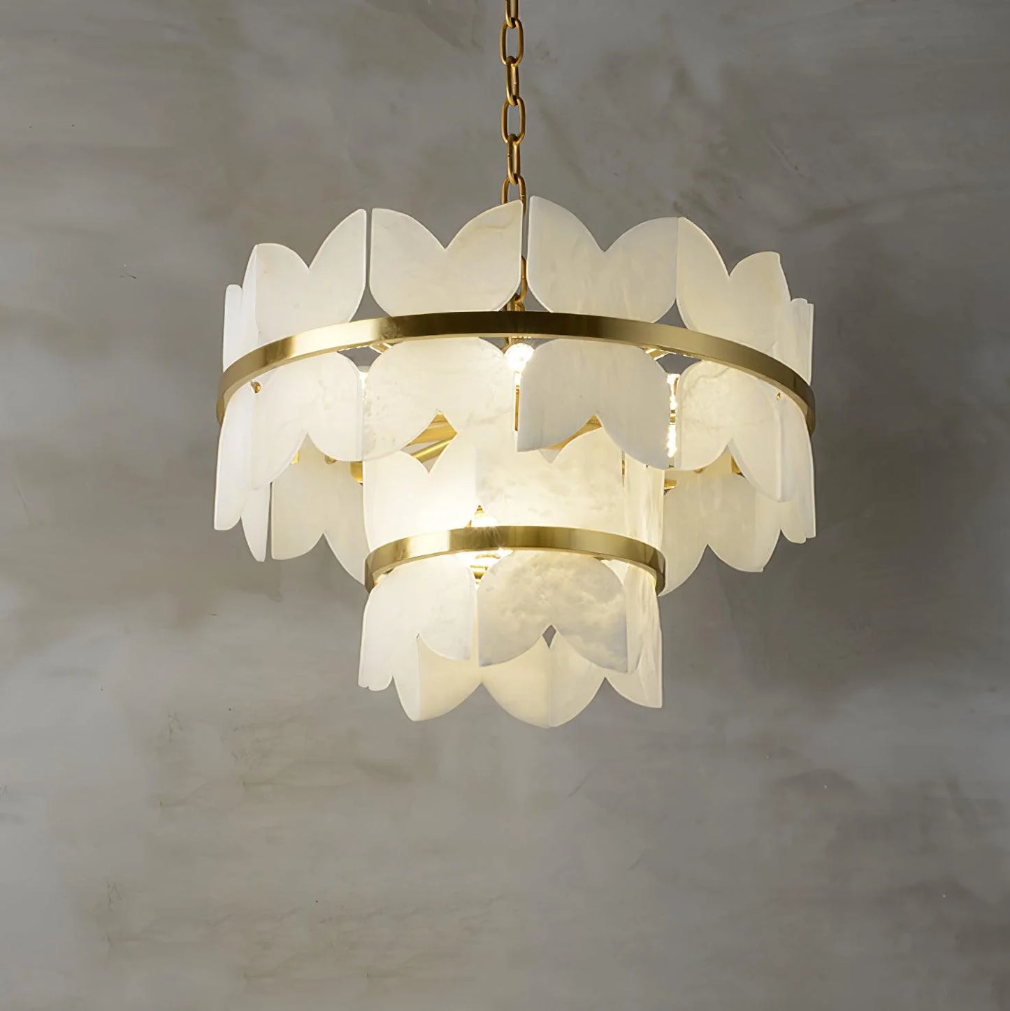 Alabaster Cloudscape Brass Chandelier - Nuvé