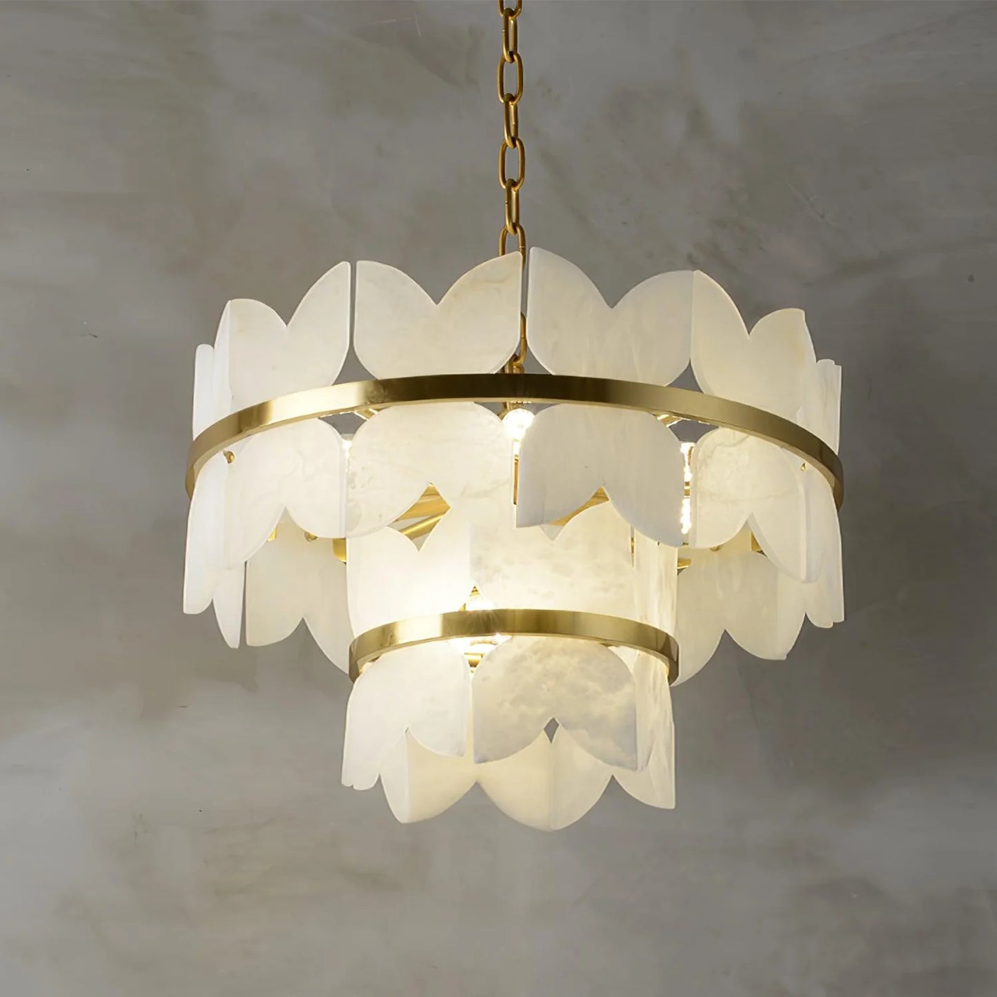 Alabaster Cloudscape Brass Chandelier - Nuvé