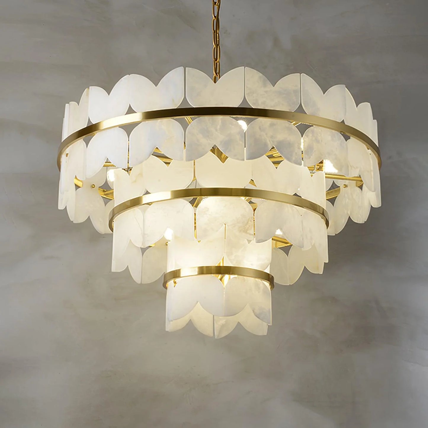 Alabaster Cloudscape Brass Chandelier - Nuvé