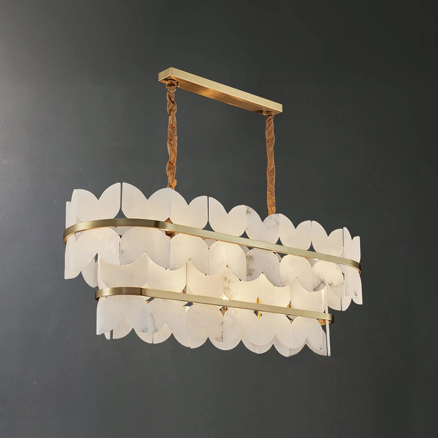 Alabaster Cloudscape Brass Chandelier - Nuvé