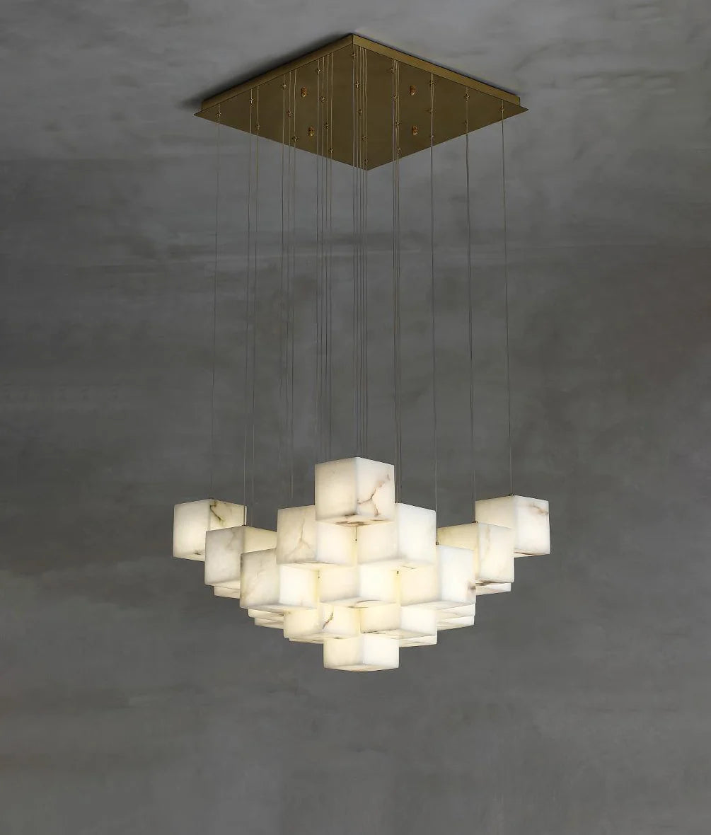 Cube Alabaster Staircase Chandelier - Nuvé