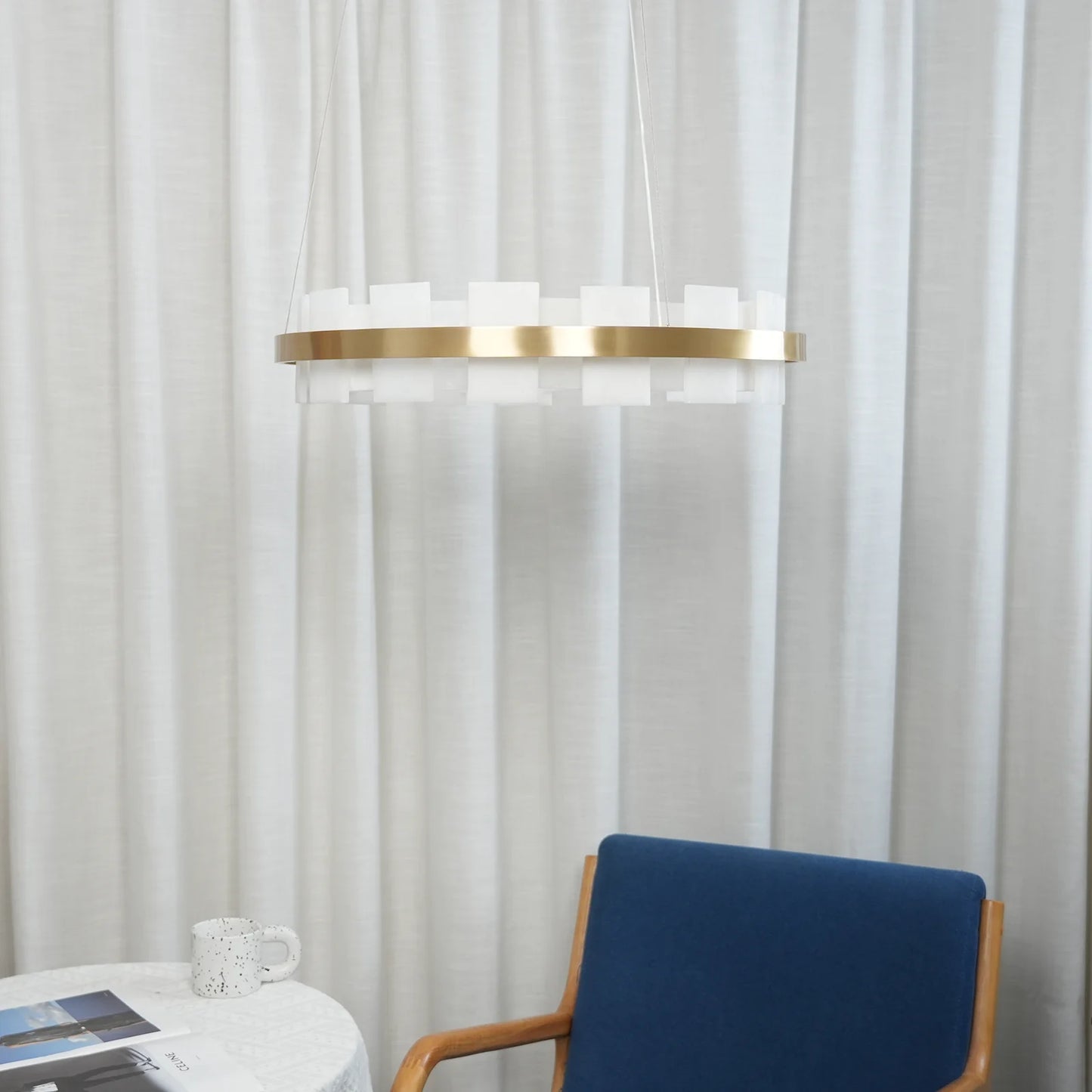 Alabaster Halo Brass Chandelier - Nuvé