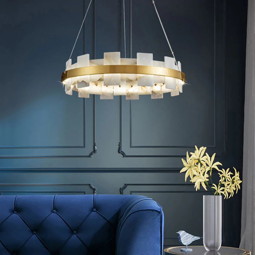Alabaster Halo Brass Chandelier - Nuvé