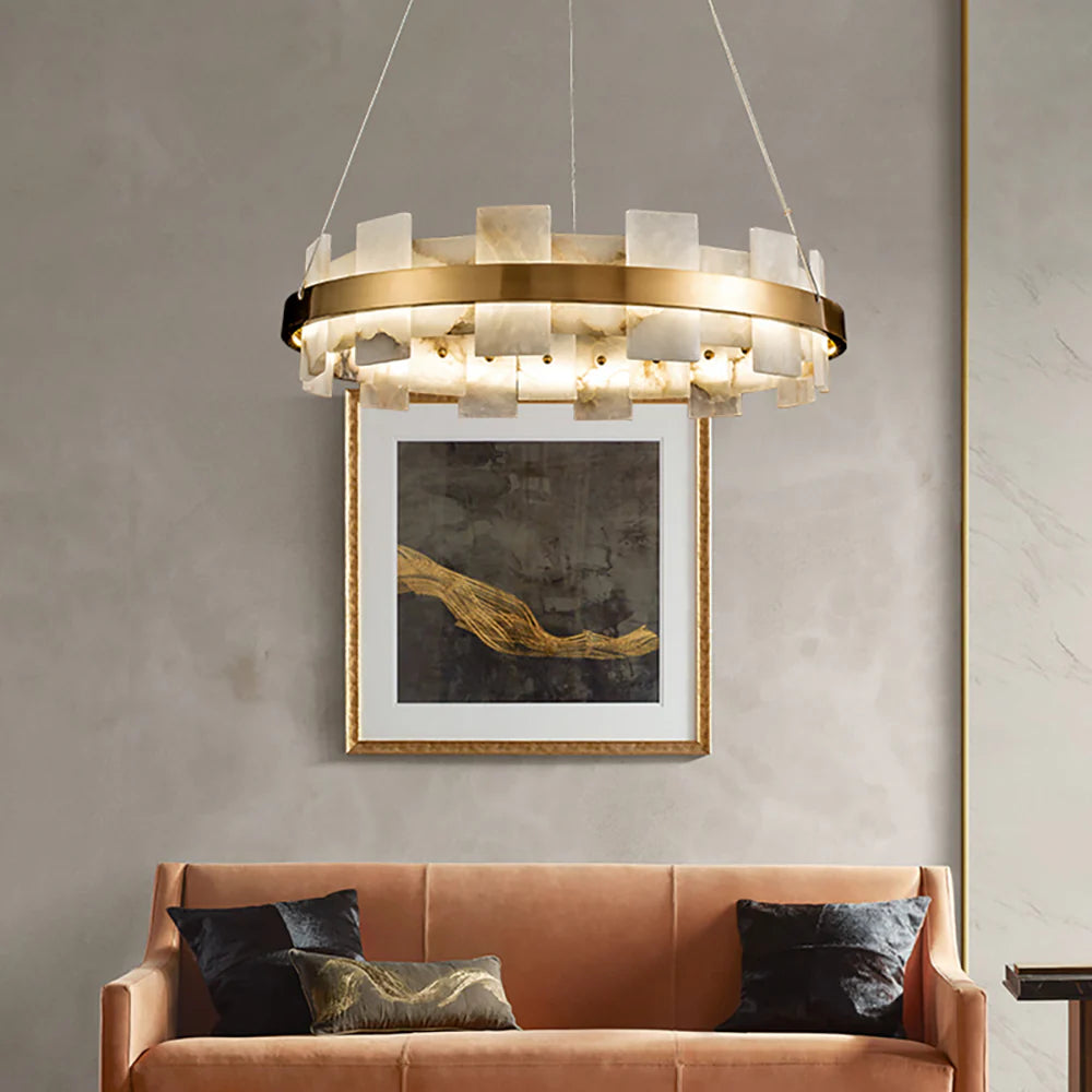 Alabaster Halo Brass Chandelier - Nuvé